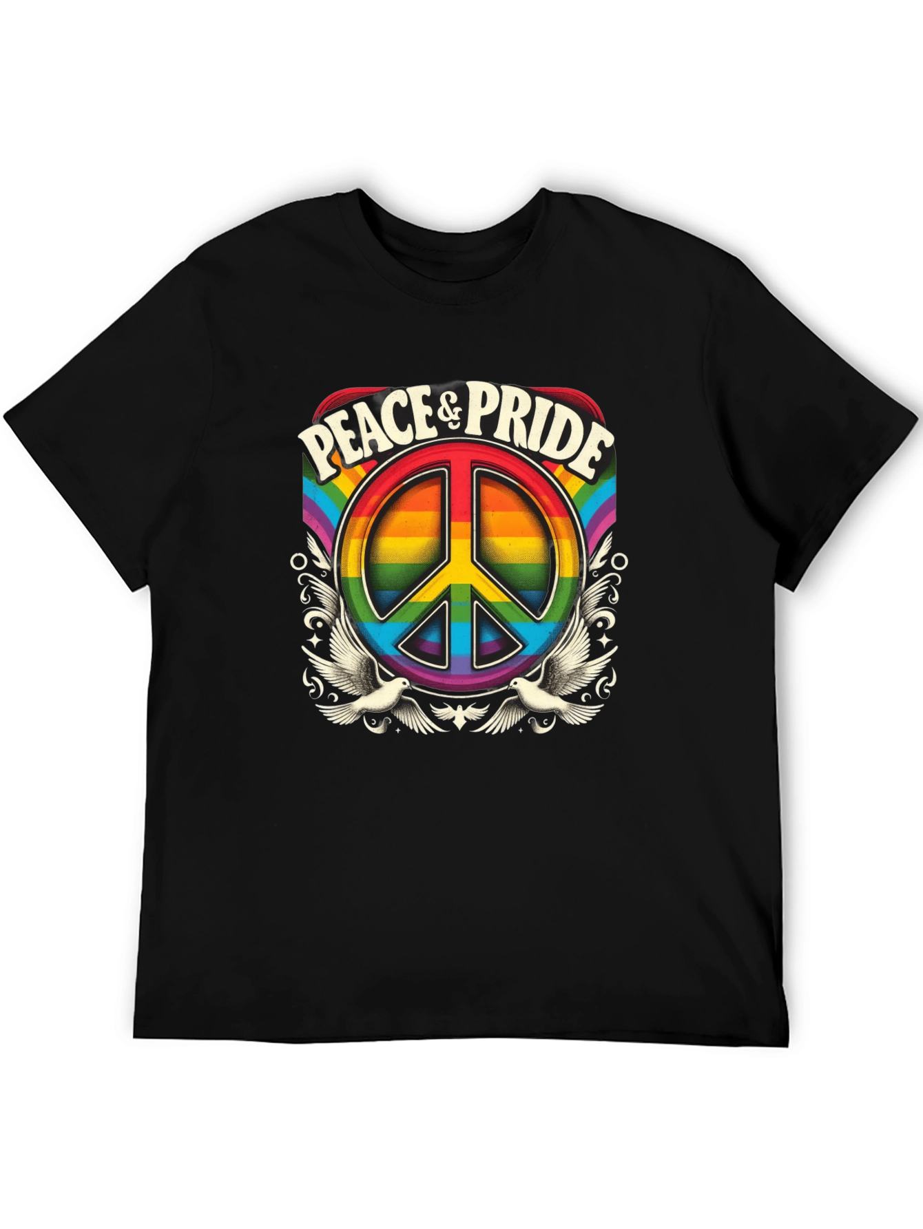 Black Peace & Pride Rainbow Graphic T-Shirt view 5