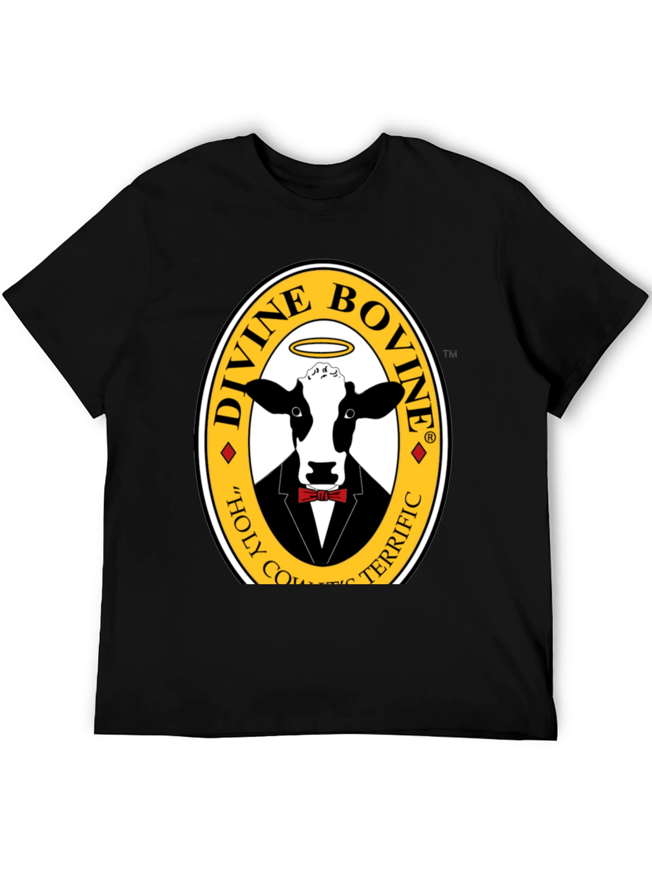 Black Divine Bovine T-Shirt - Holy Cow Terrific Tee view 5