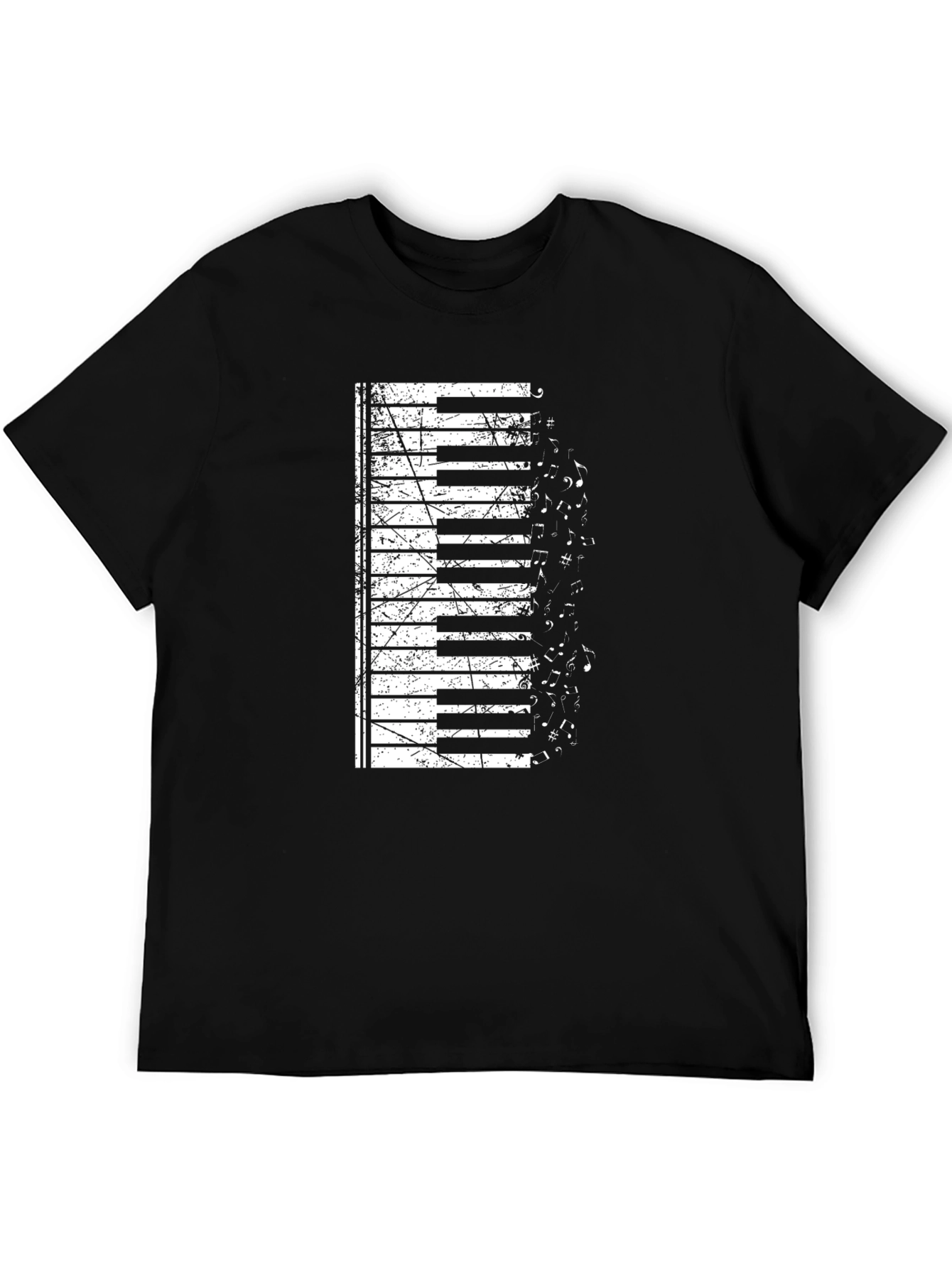 Black Piano Keys & Music Notes Graphic T-Shirt view 5