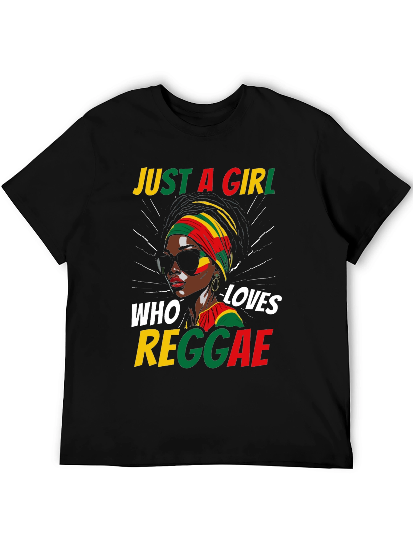 Black Just a Girl Who Loves Reggae Black T-Shirt view 5