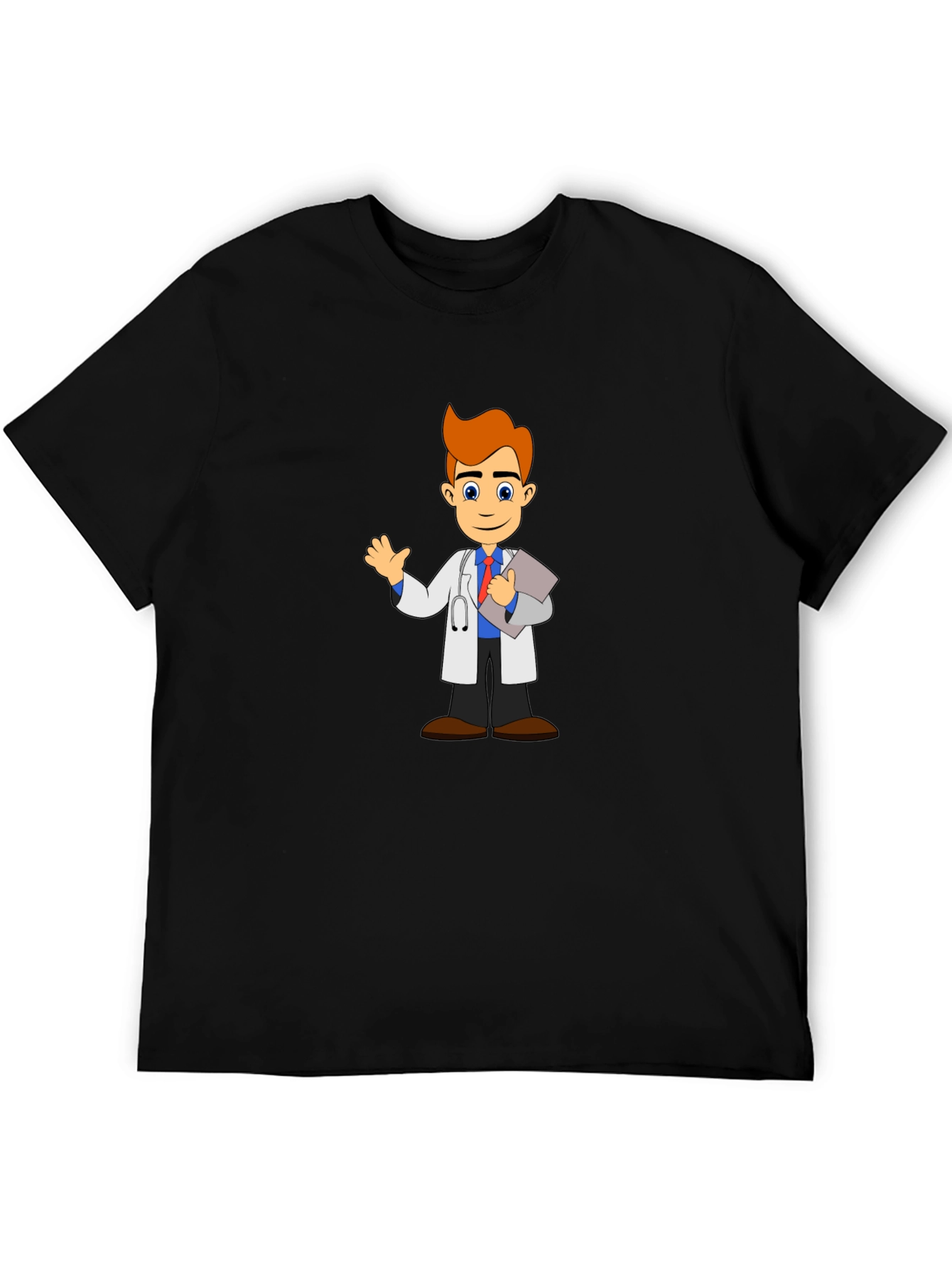 Black Cartoon Doctor T-Shirt - Black Cotton Blend view 5