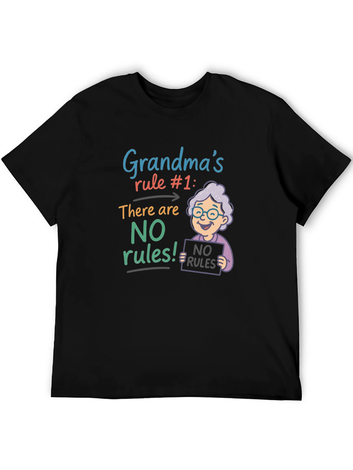 Black Grandma's Rule T-Shirt - No Rules! view 5