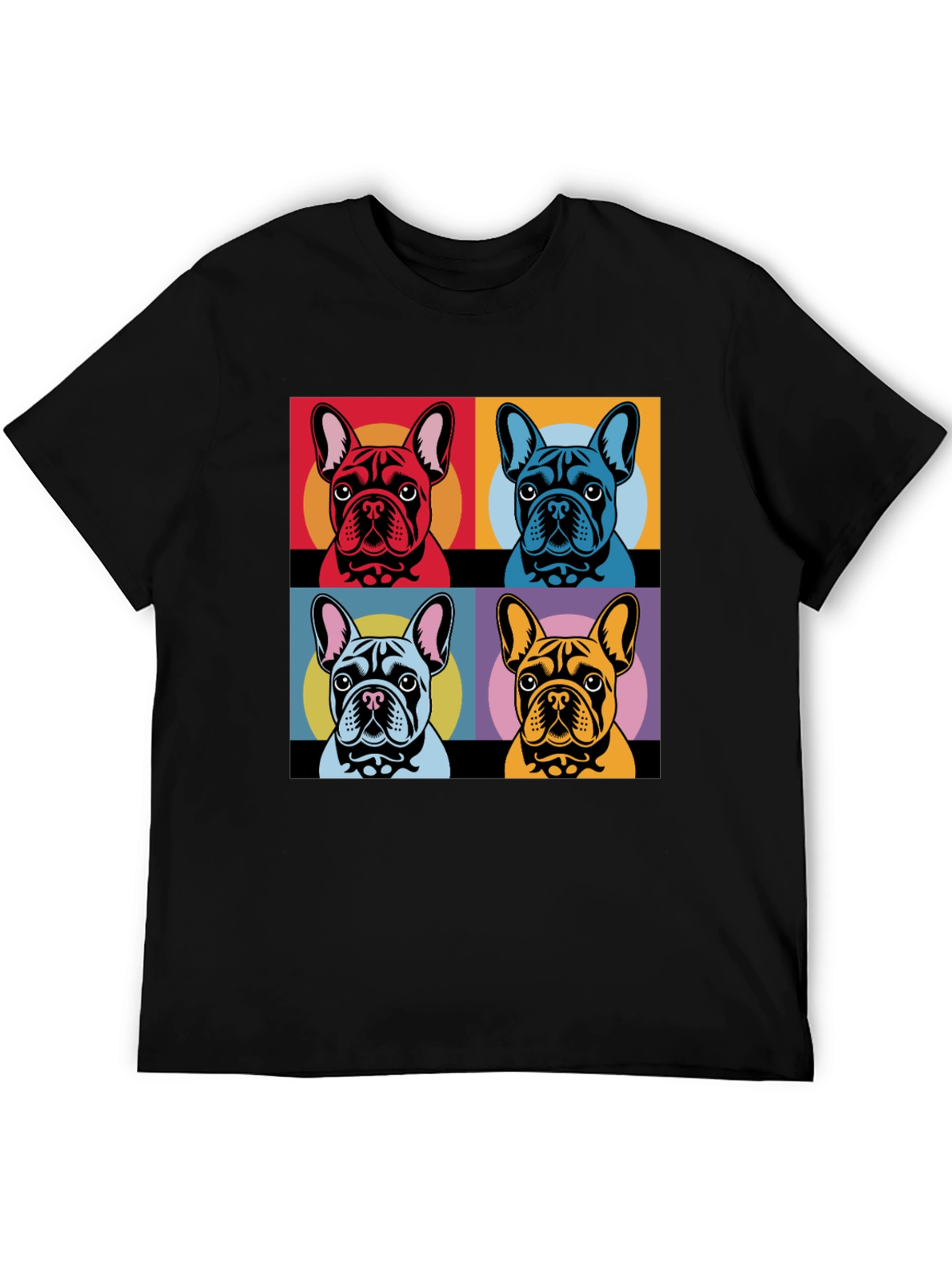 Black Pop Art French Bulldog T-Shirt view 5