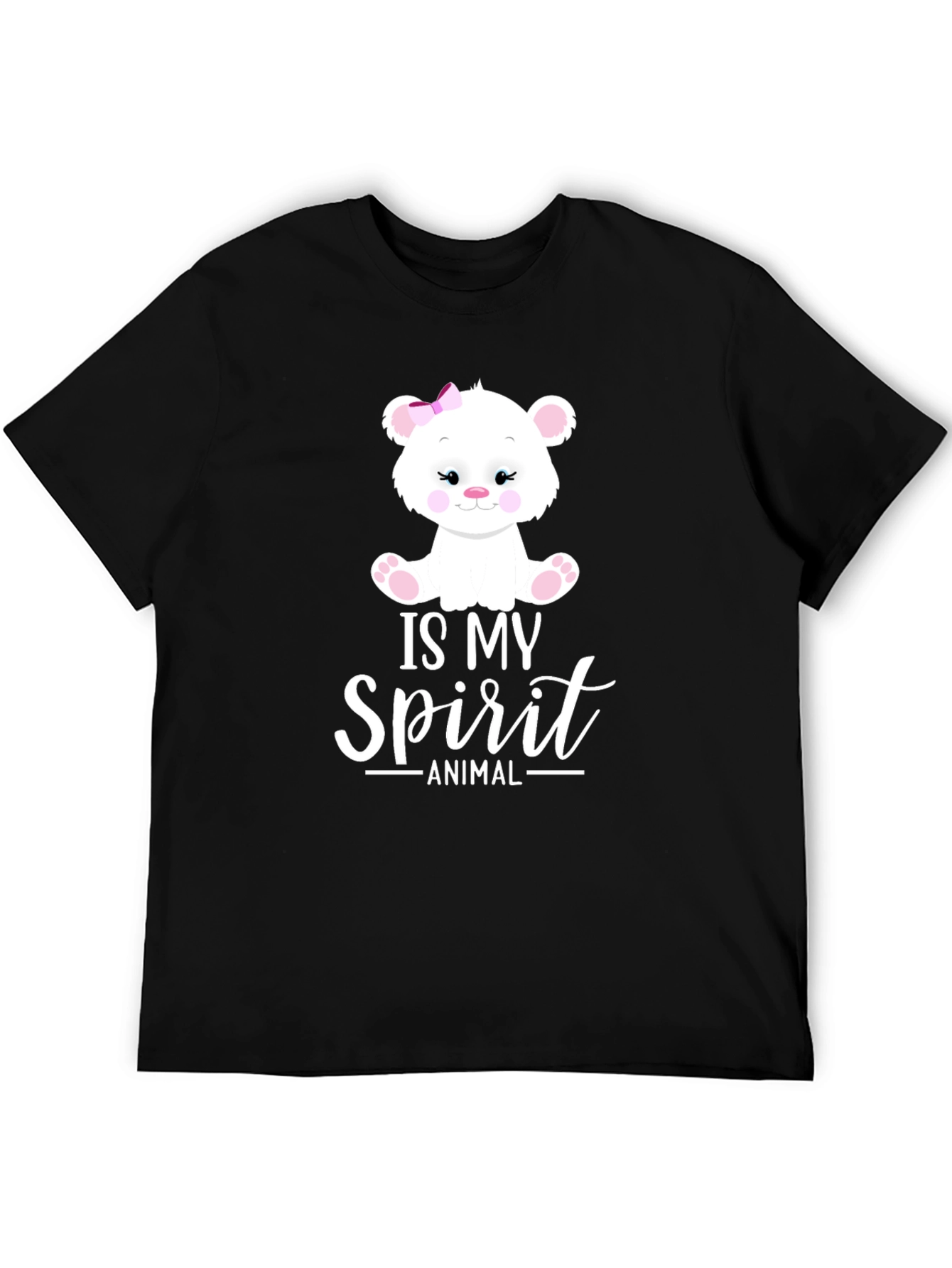 Black Cute Bear Spirit Animal Black T-Shirt view 5