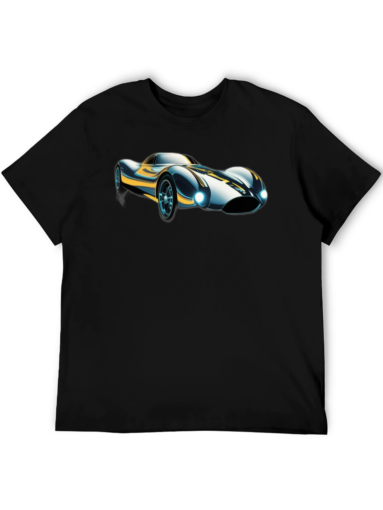 Black Retro Racer T-Shirt - Classic Car Design view 5