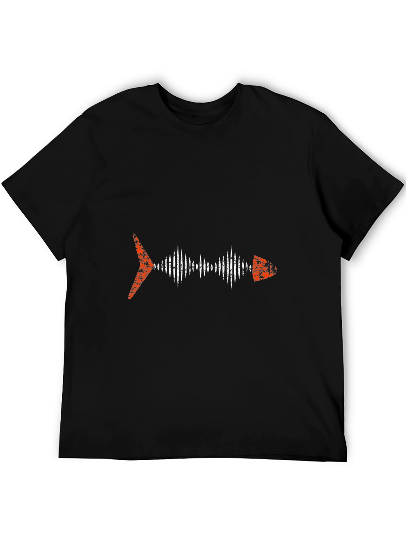 Black Cool Fishbone Graphic Black T-Shirt view 5