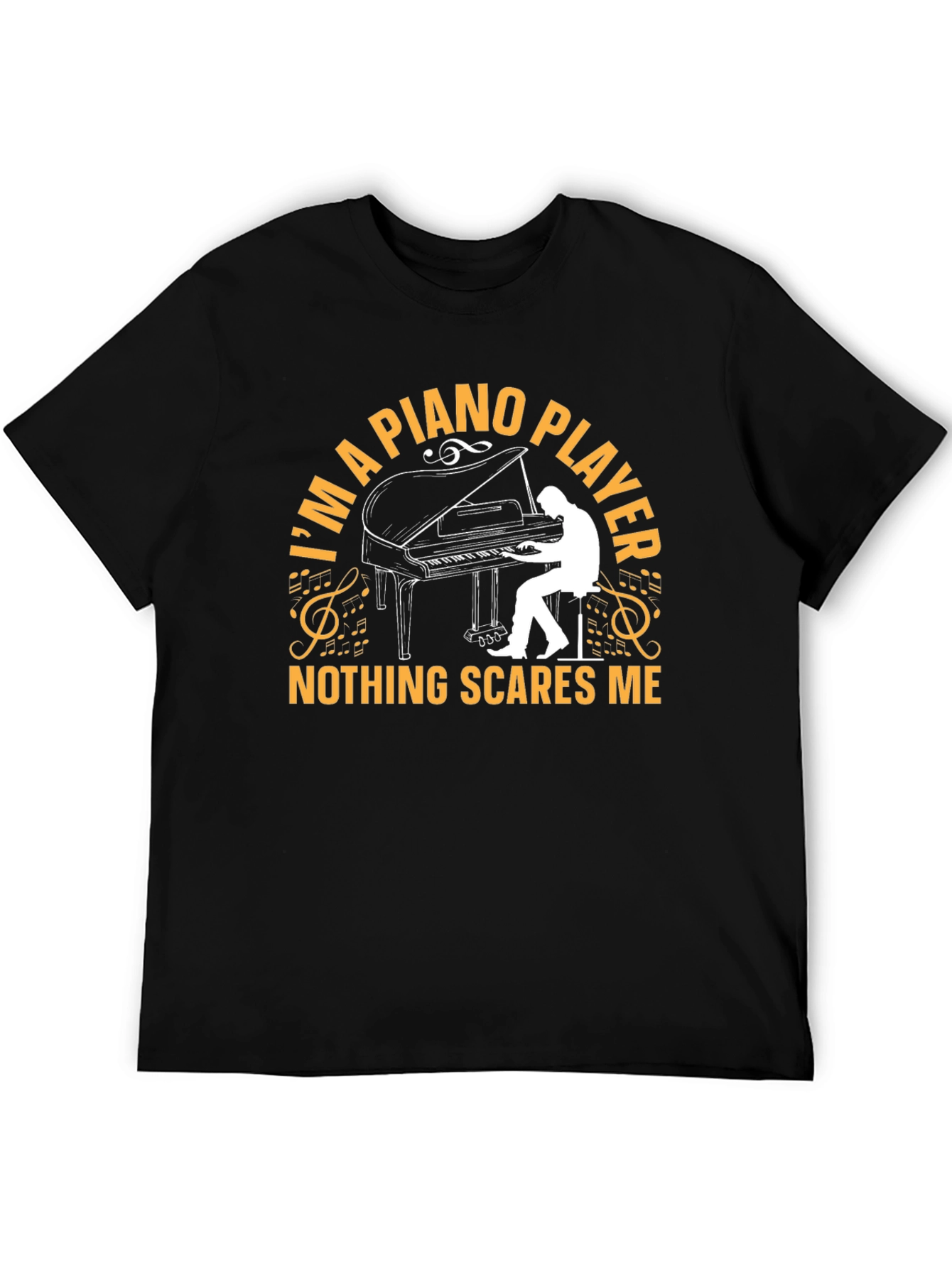Black Piano Player Graphic T-Shirt - Music Lover Tee view 5