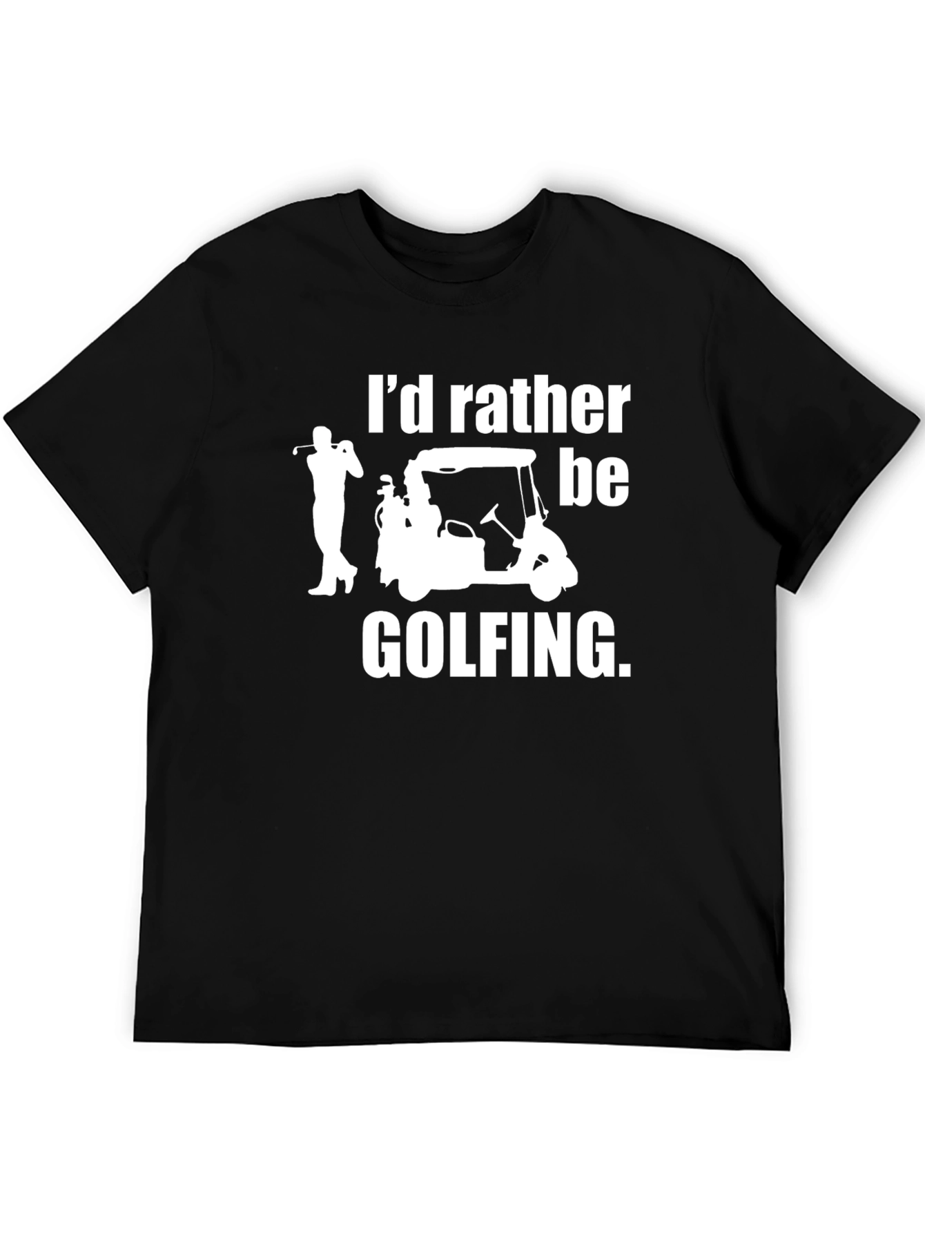 Black I'd Rather Be Golfing Black T-Shirt view 5