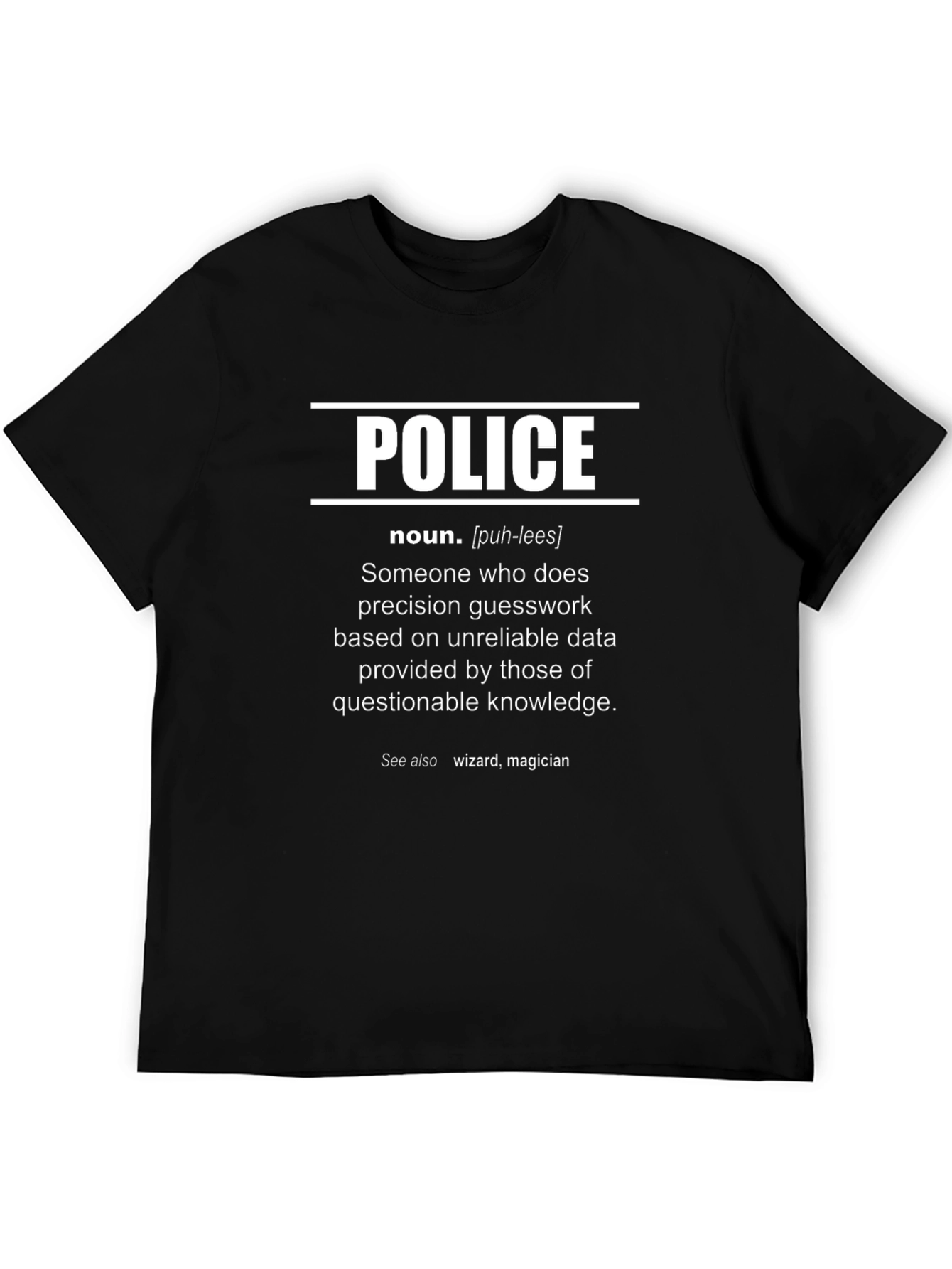Black Funny Police Definition T-Shirt - Wizard Magician view 5