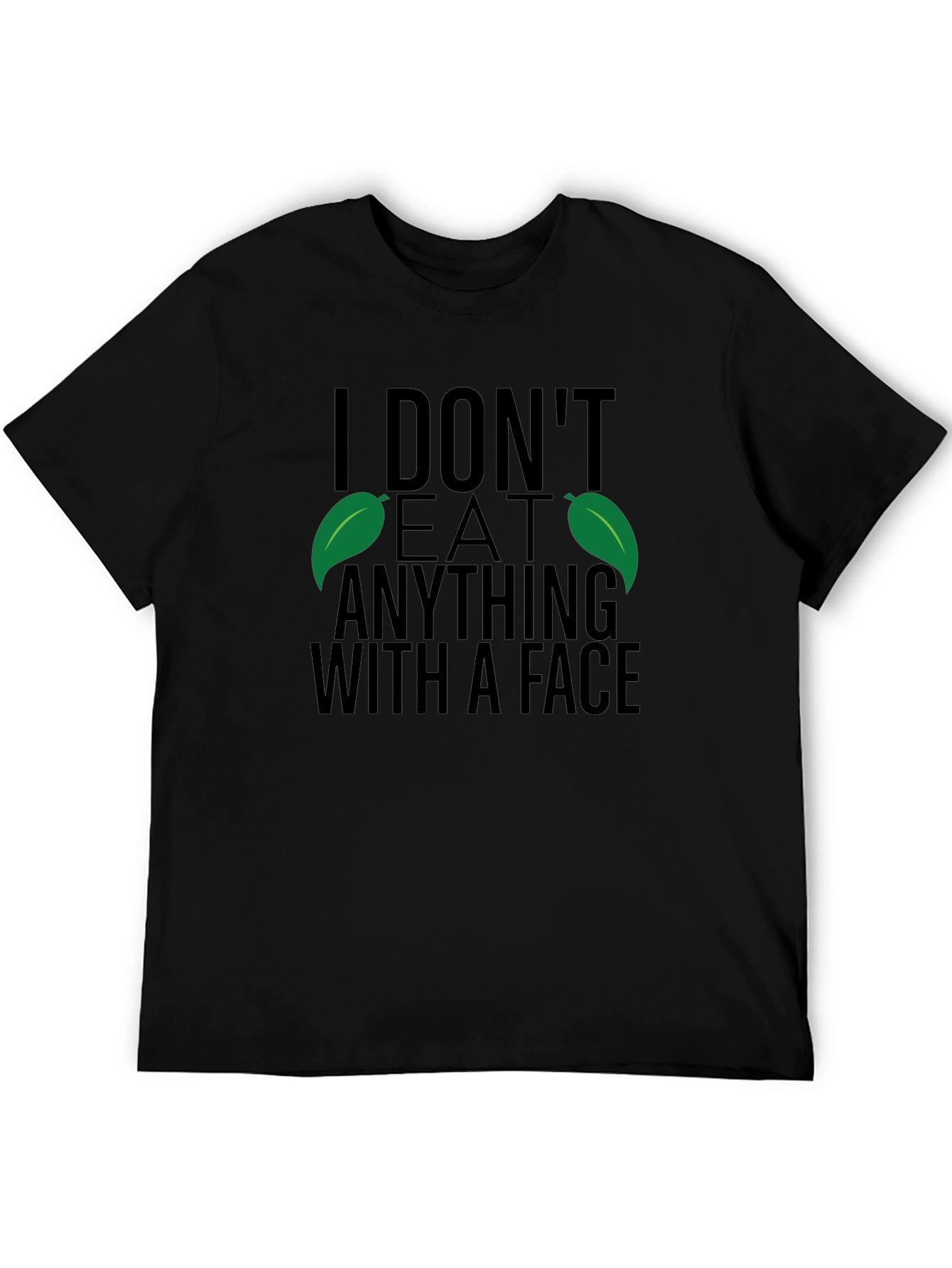 Black Vegan T-Shirt - I Don't Eat Anything With A Face view 5