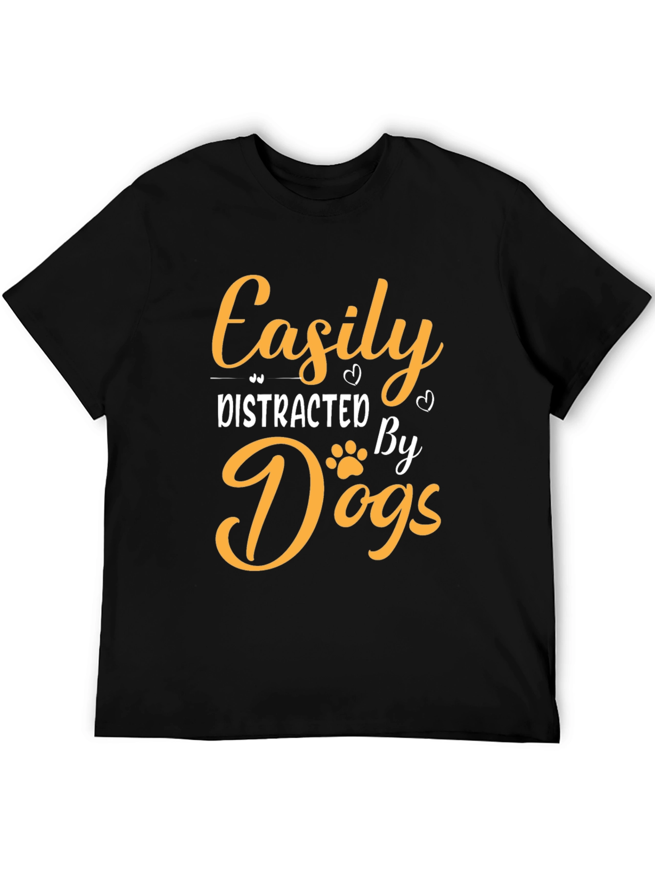 Black Easily Distracted By Dogs T-Shirt view 5