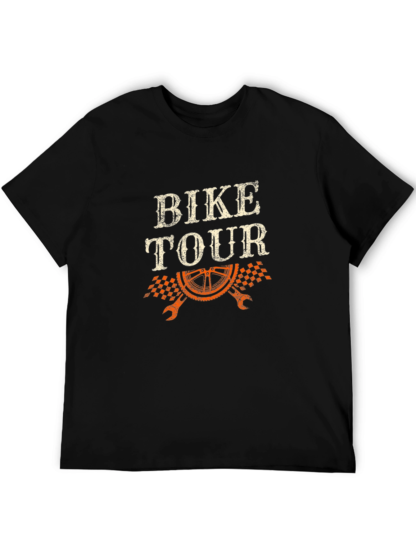 Black Bike Tour Graphic Tee - Black Cotton Casual T-Shirt view 5