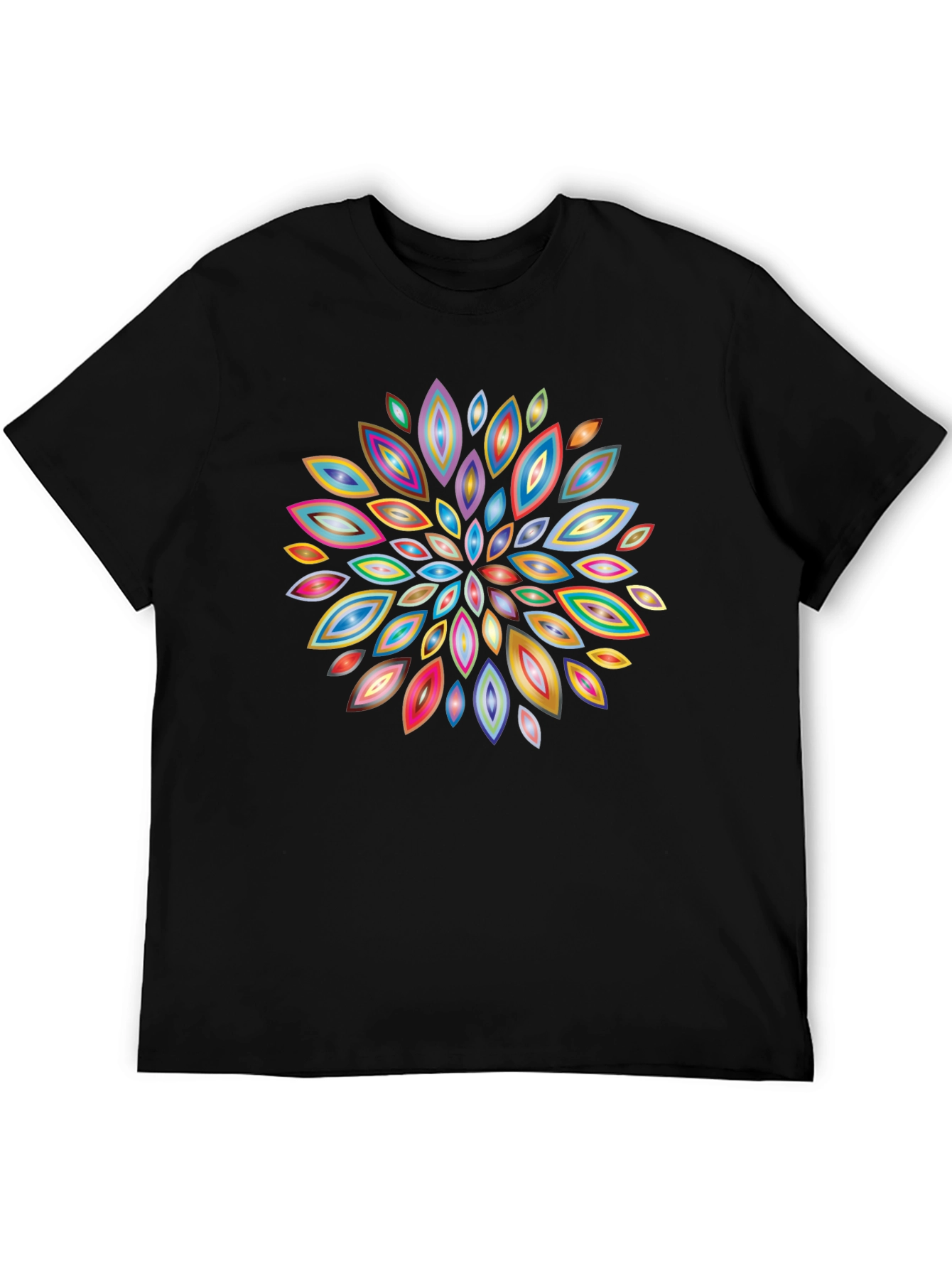 Black Abstract Floral Burst Graphic T-Shirt view 5