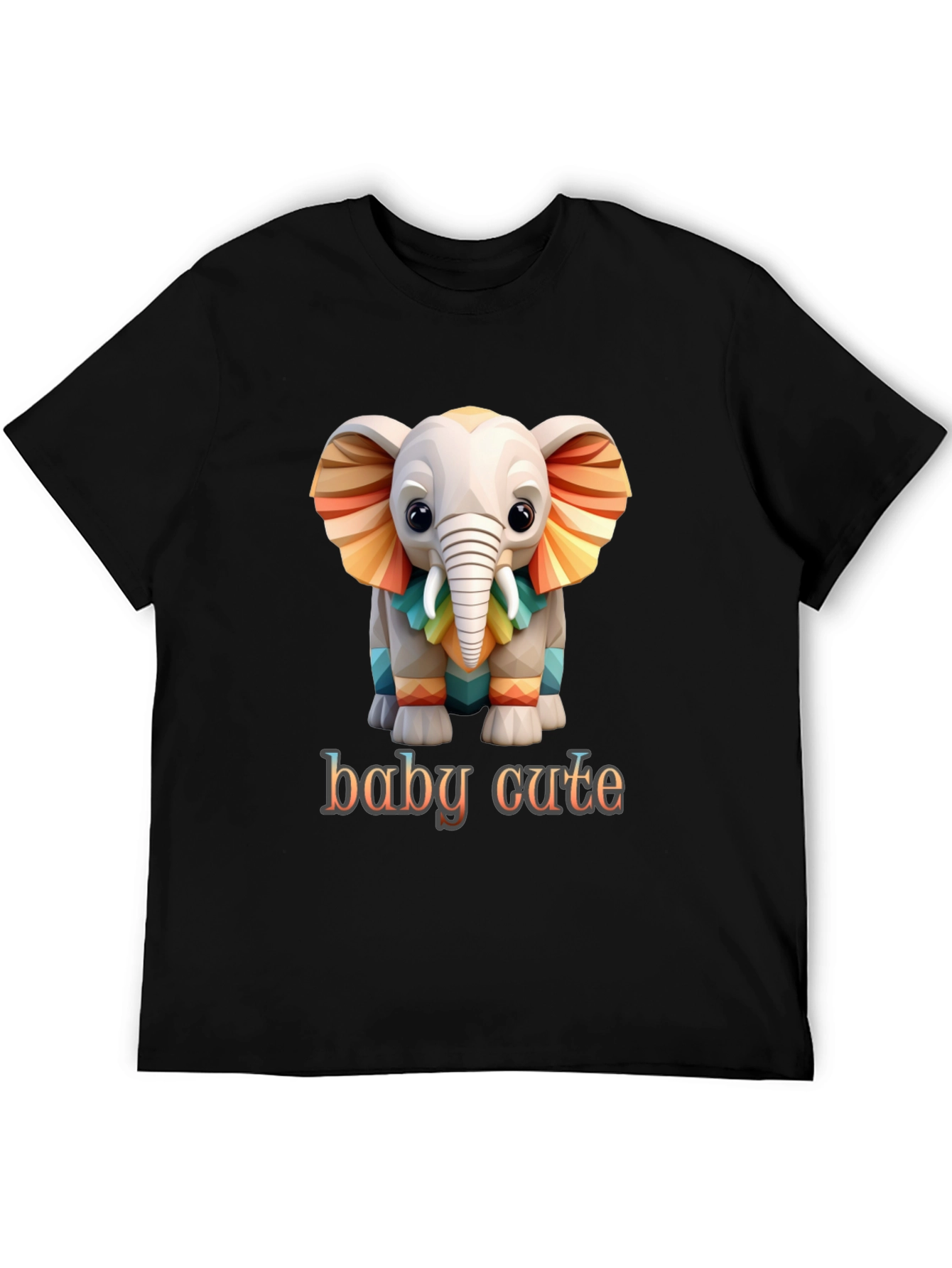 Black Cute Baby Elephant Graphic Tee - Soft Cotton Comfort view 5
