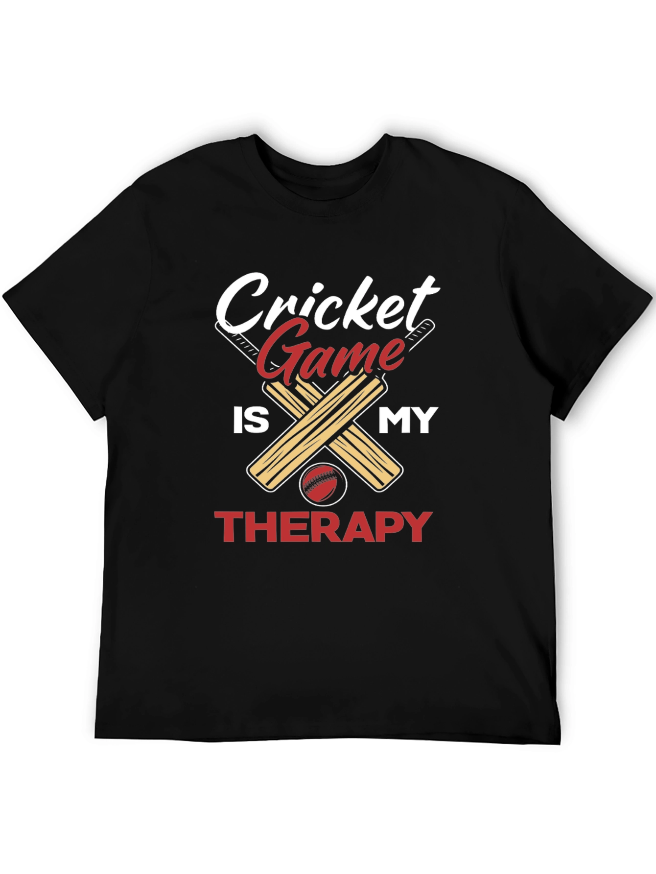 Black Cricket Game is My Therapy Graphic T-Shirt view 5