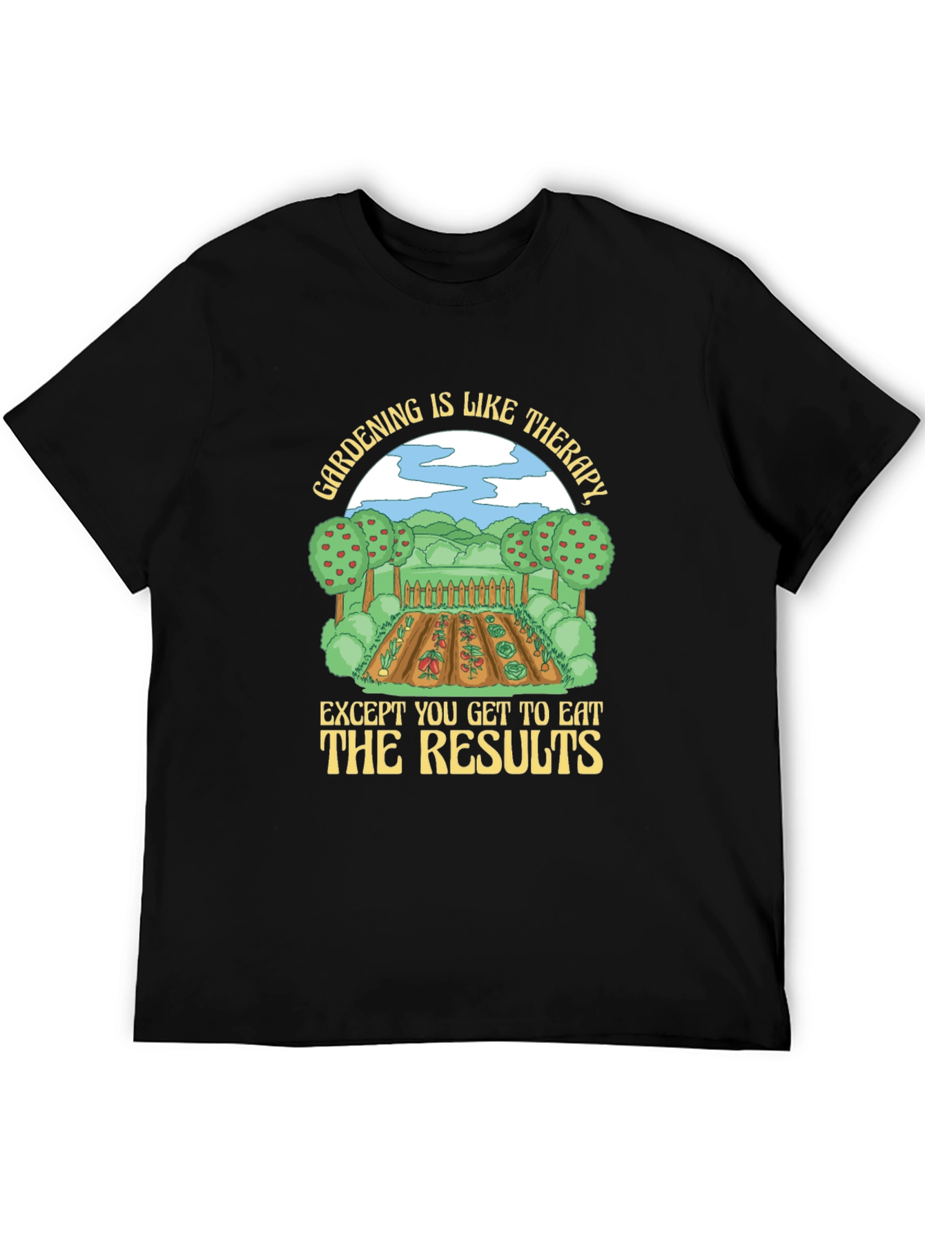 Black Gardening is Like Therapy T-Shirt view 5