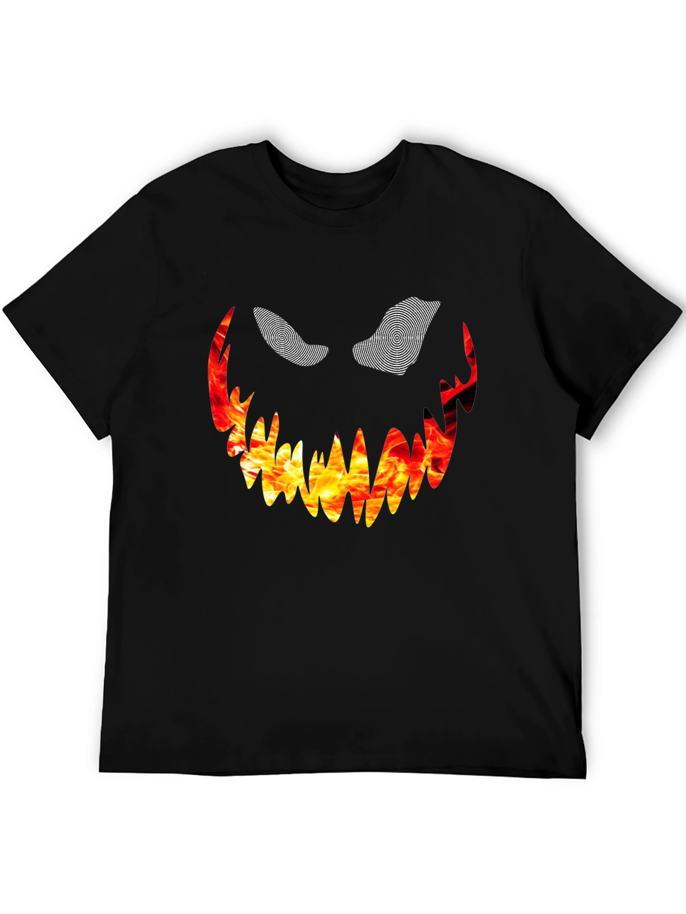 Black Fiery Monster Face Graphic Tee - Black view 5