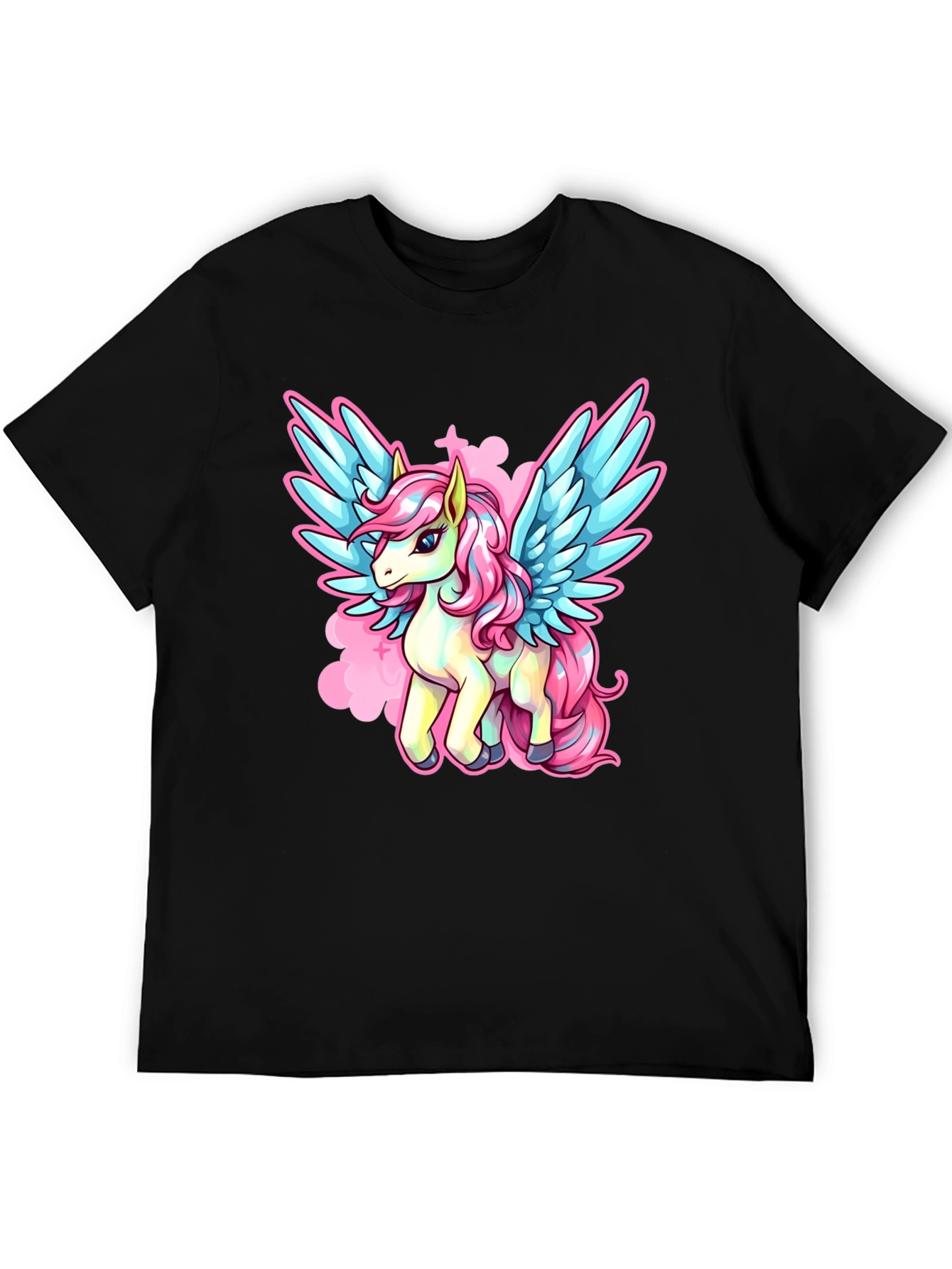 Black Unicorn Pegasus Graphic T-Shirt view 5