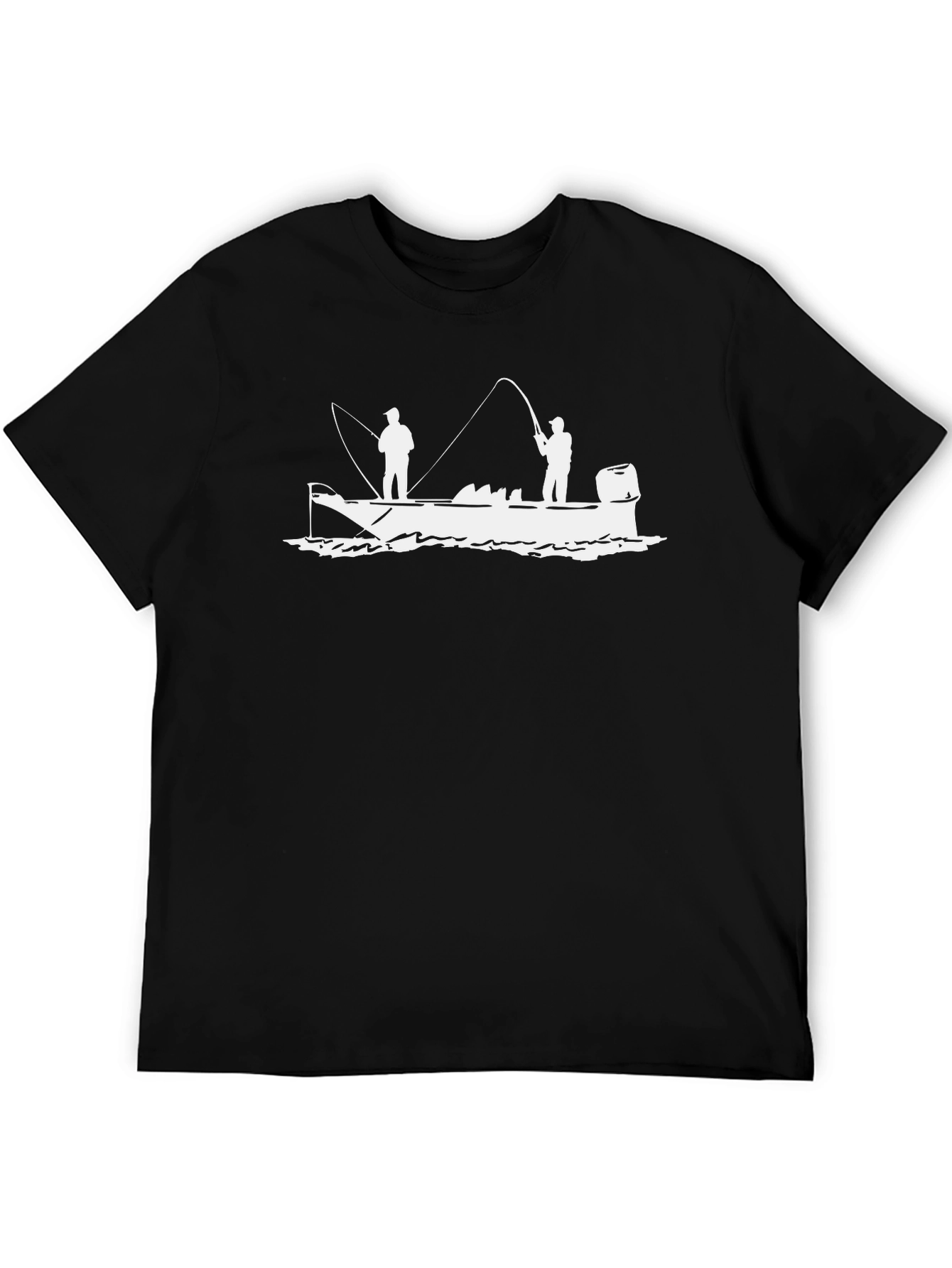 Black Fishing Boat Graphic Tee - Black Cotton T-Shirt view 5