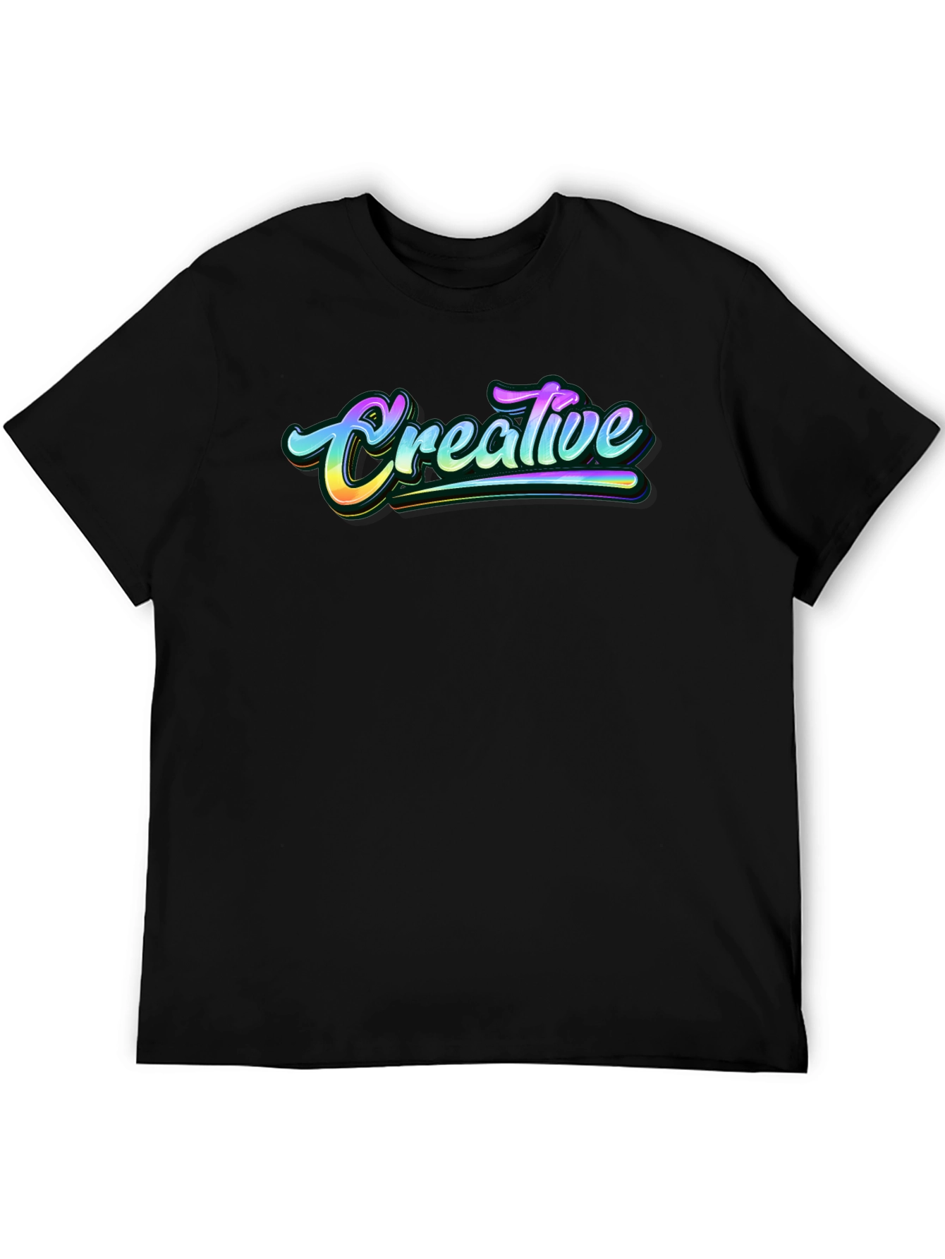 Black Creative Graphic T-Shirt - Black Cotton Tee view 5