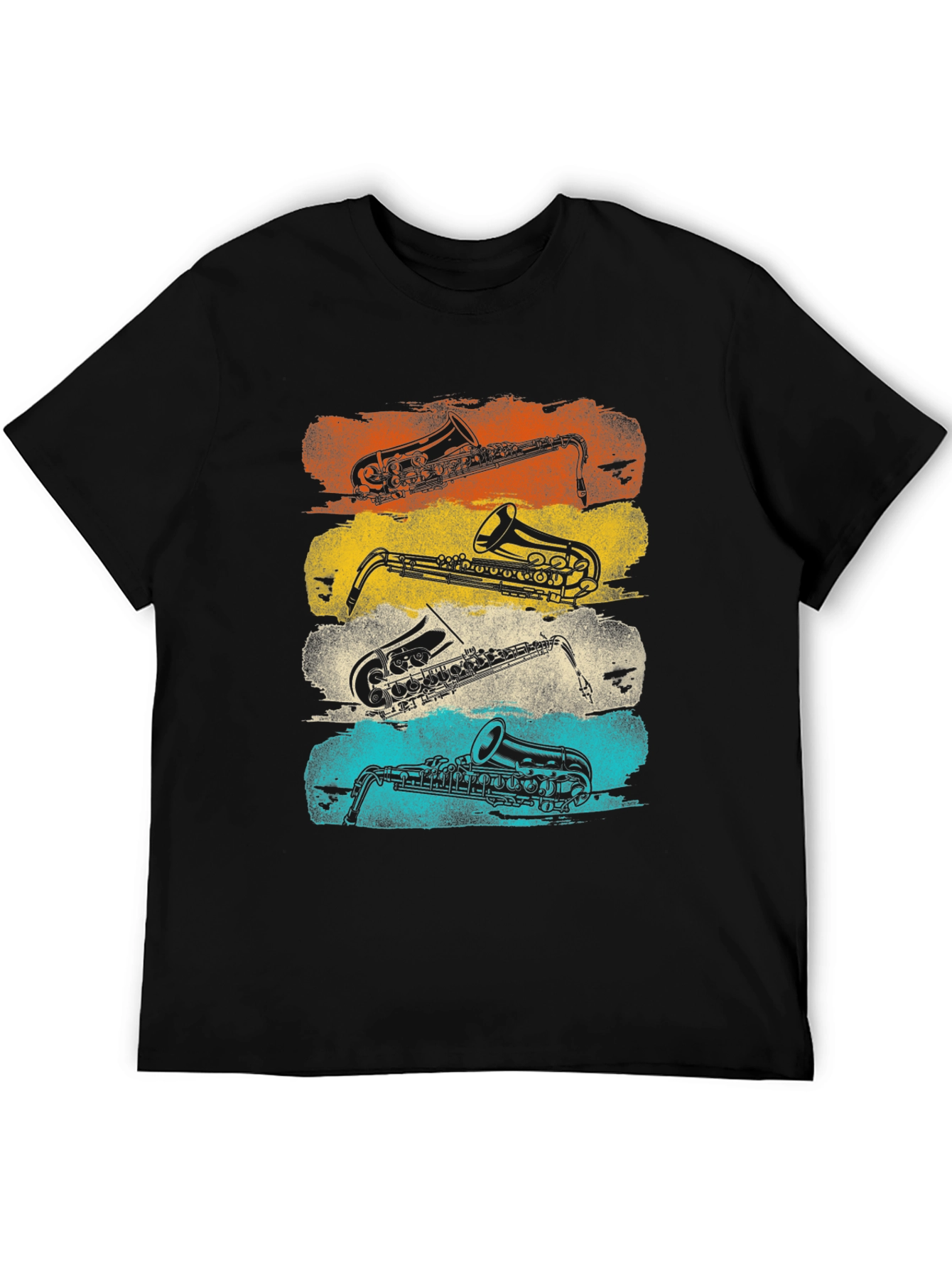 Black Saxophone T-Shirt - Retro Musical Design view 5