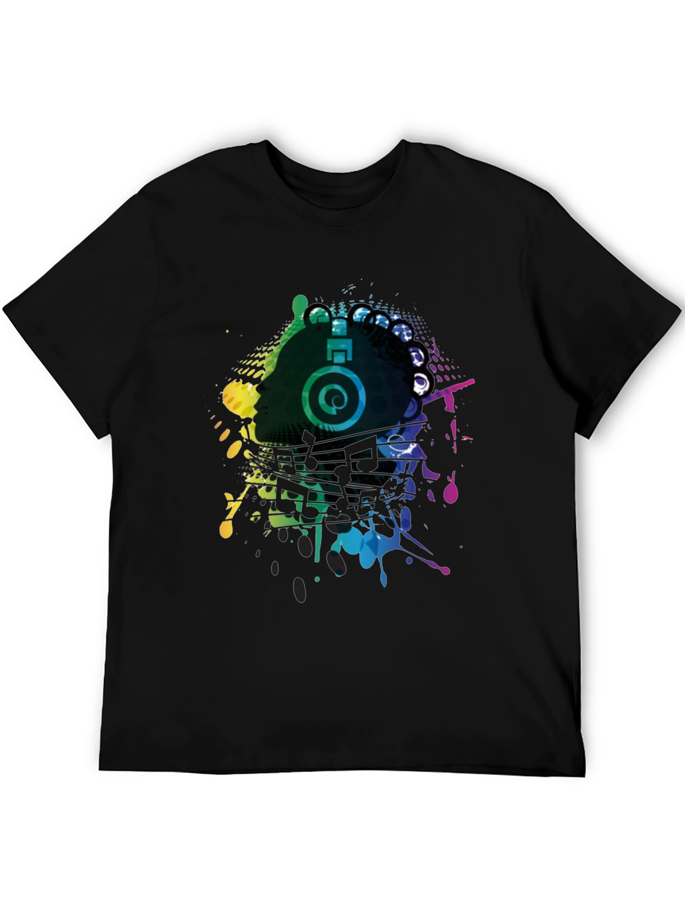 Black Vibrant Music Headphone Graphic Tee - Black view 5