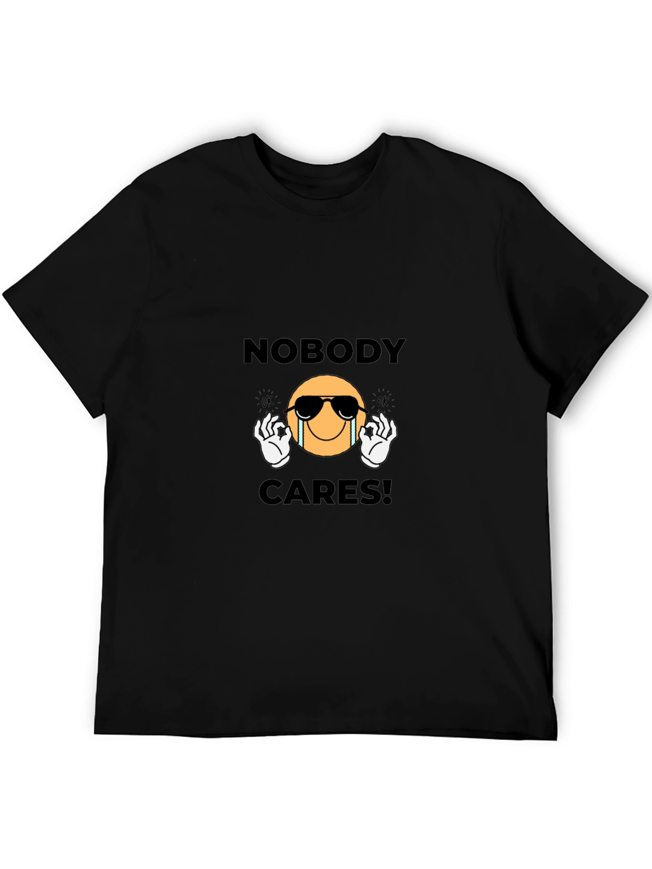 Black Nobody Cares Graphic T-Shirt - Black view 5