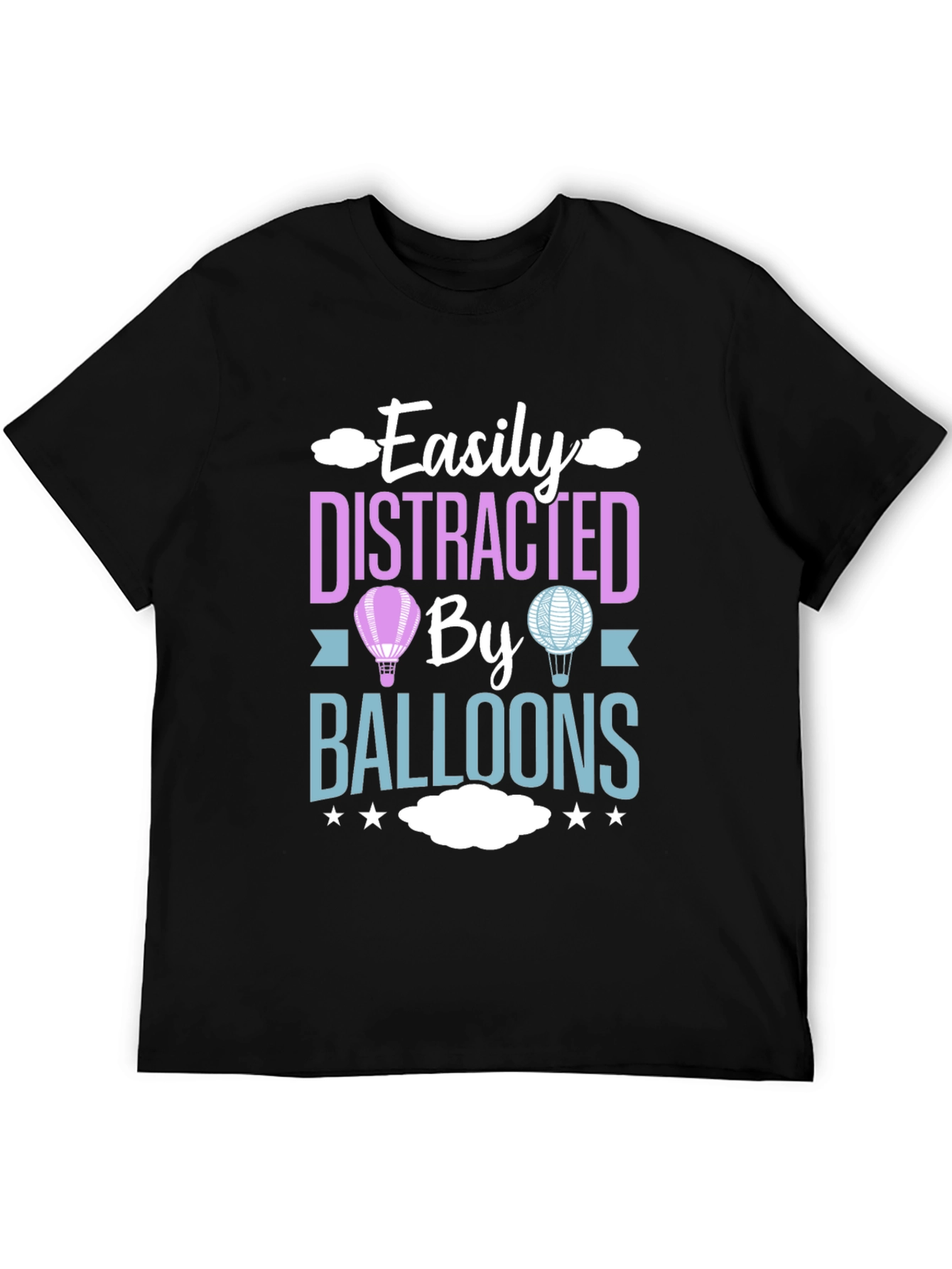 Black Easily Distracted By Balloons T-Shirt view 5