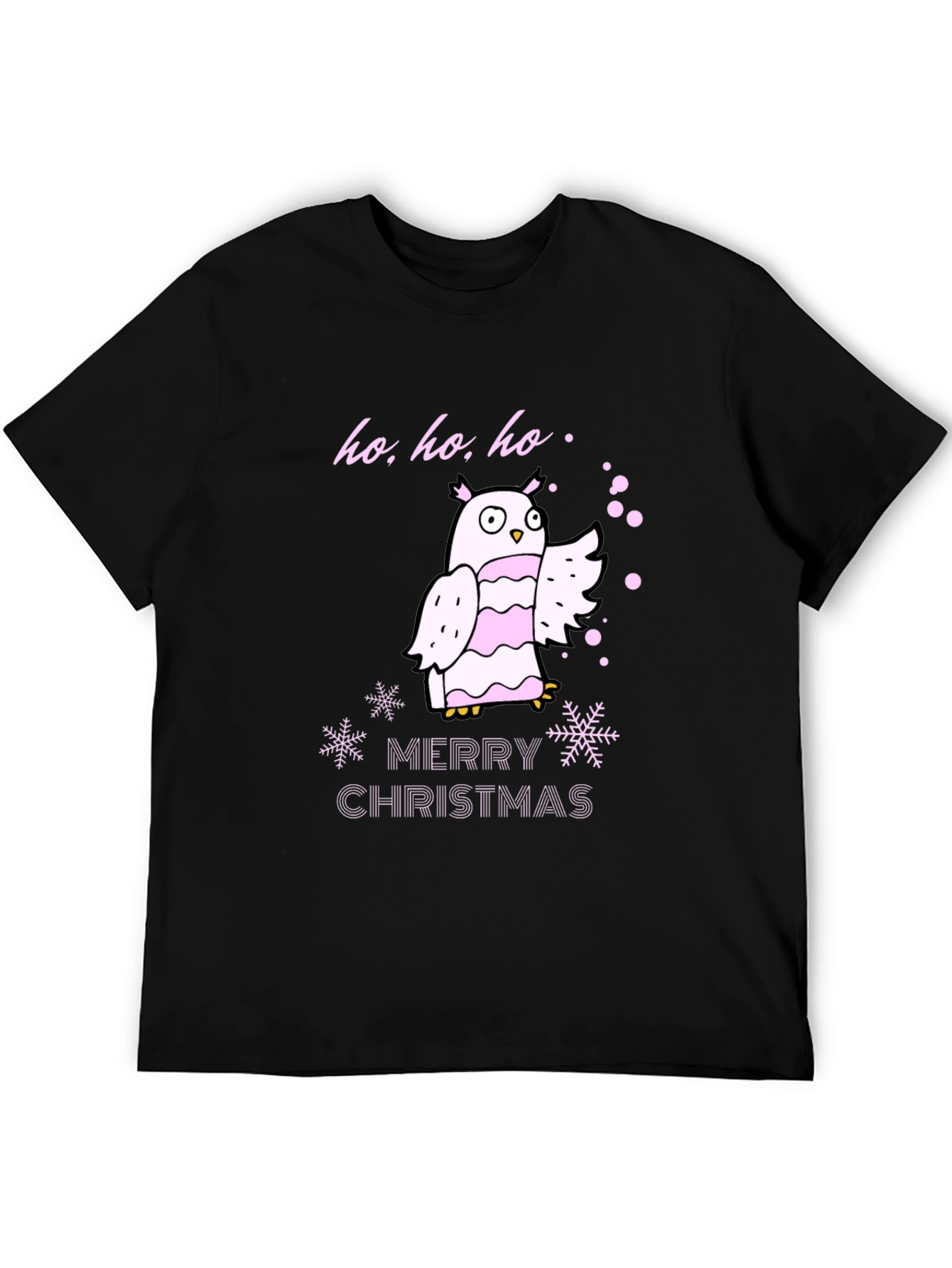 Black Festive Owl Christmas T-Shirt view 5