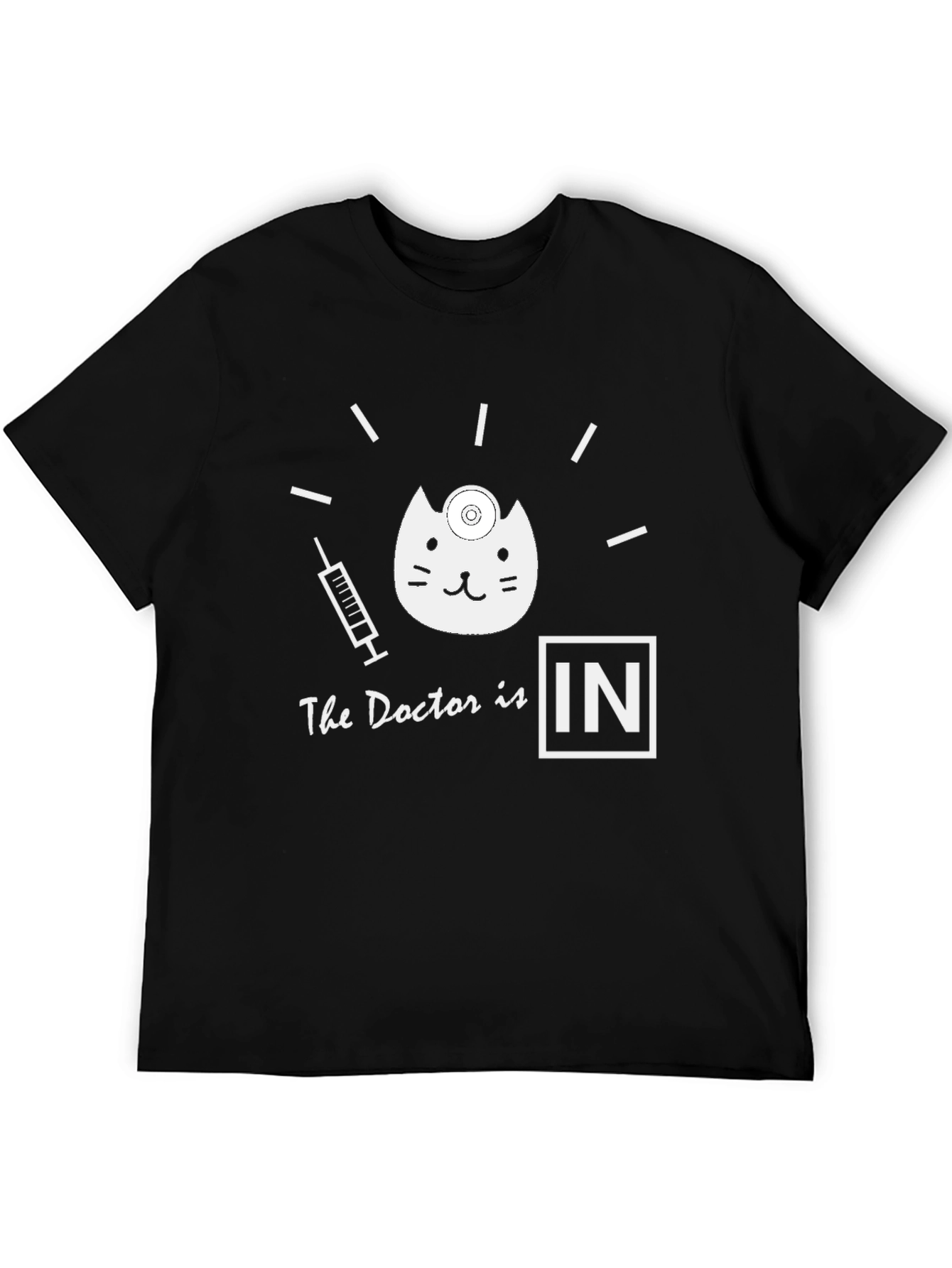 Black Doctor Cat Graphic T-Shirt - Funny Novelty Tee view 5