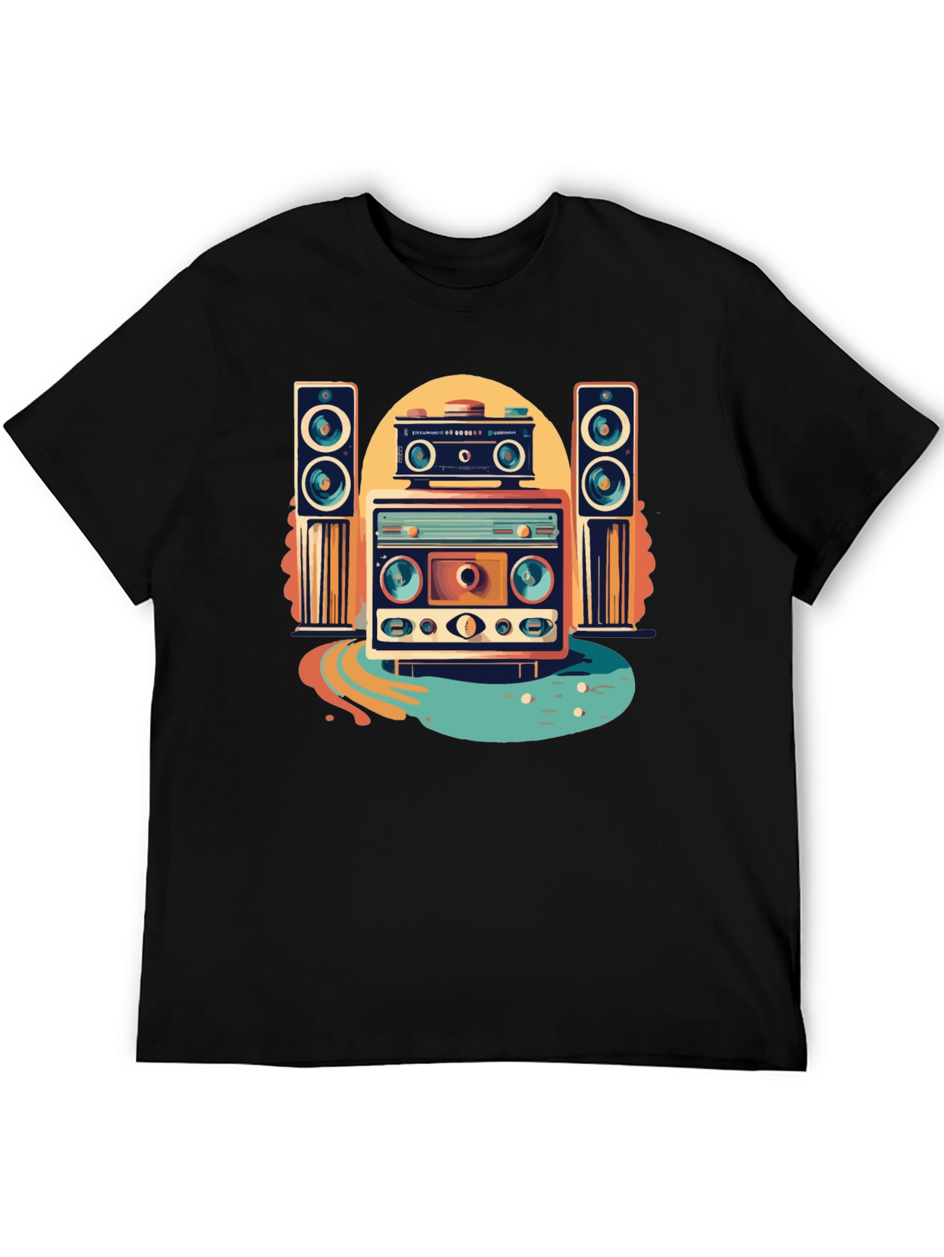 Black Retro Music Graphic Tee view 5