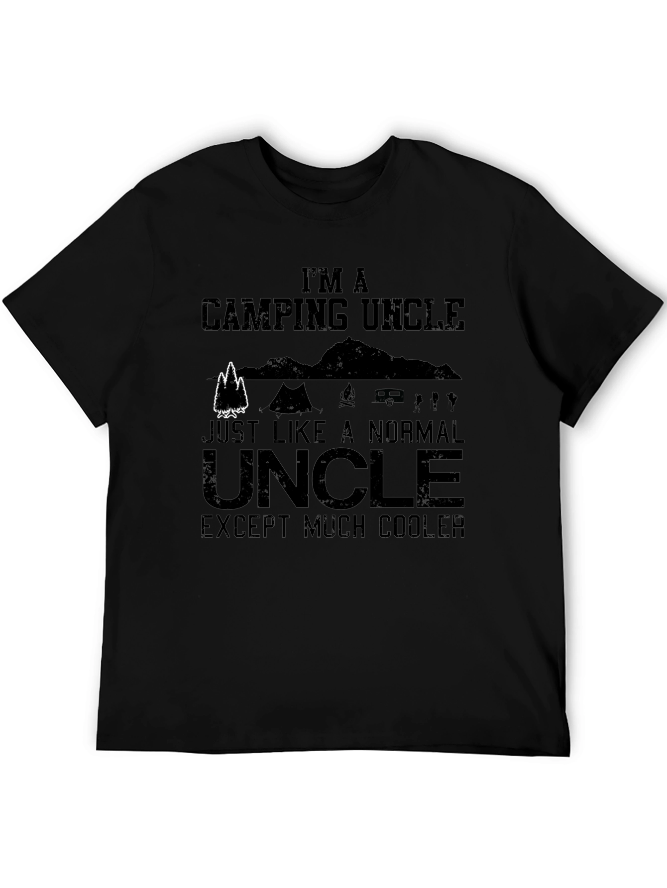 Black Camping Uncle T-Shirt - Funny Cool Graphic Tee view 5