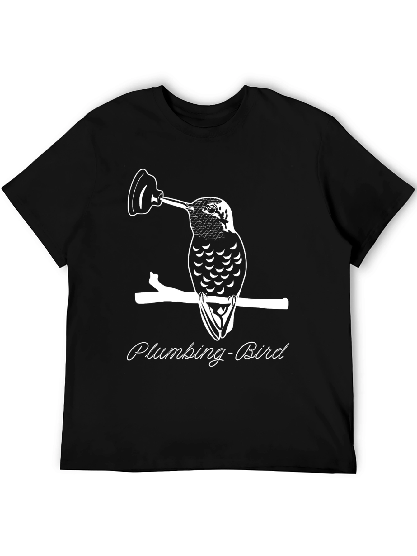 Black Plumbing-Bird Humor T-Shirt | Unique Graphic Tee view 5