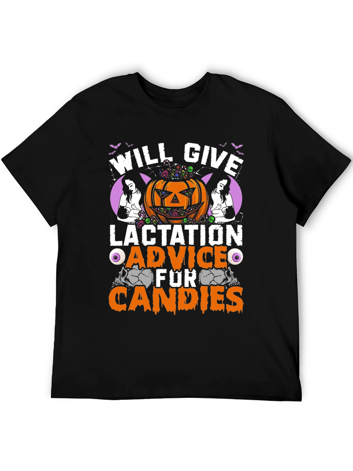 Black Lactation Advice for Candies Halloween T-Shirt view 5