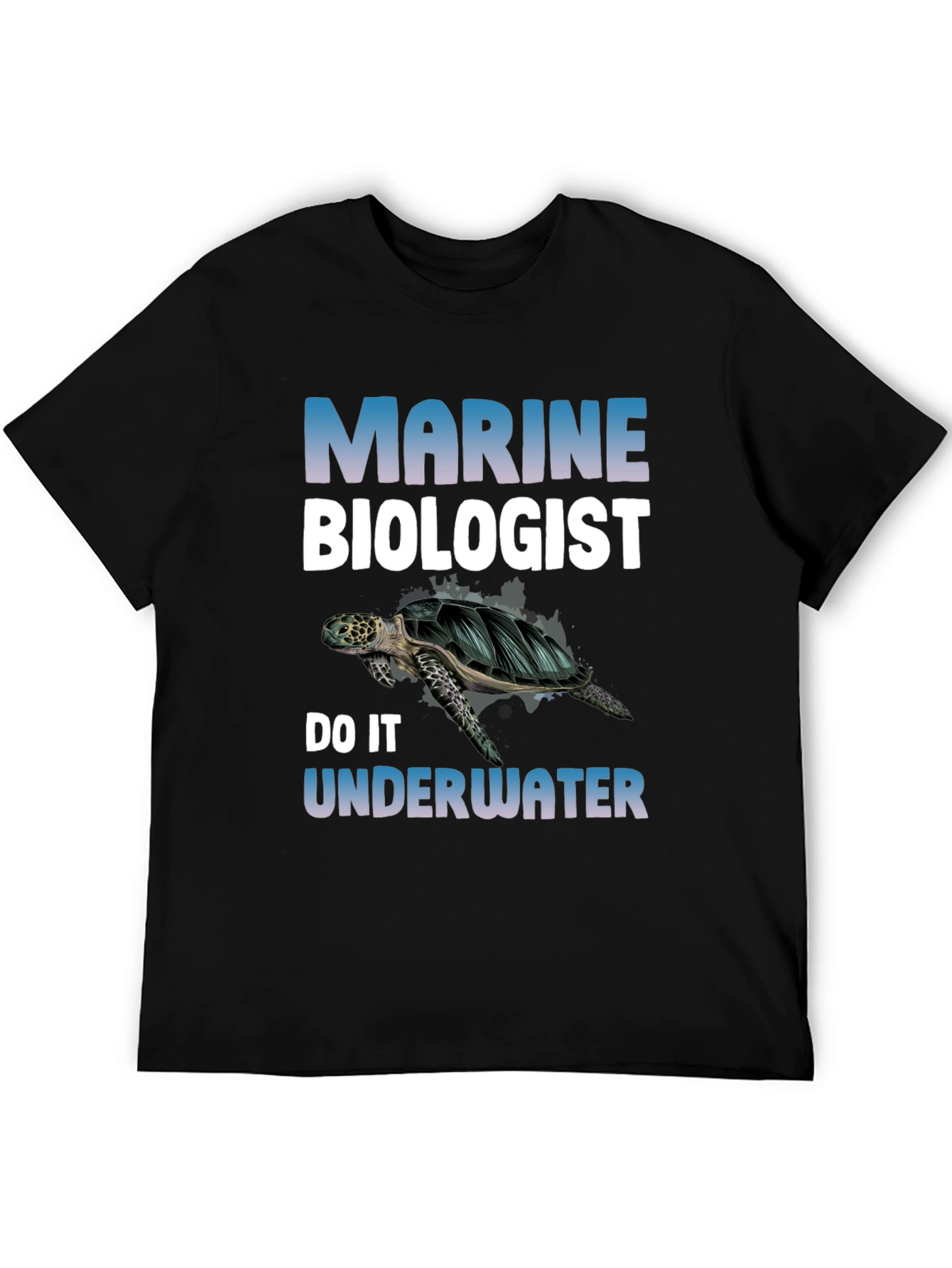 Black Marine Biologist Turtle Graphic Tee view 5
