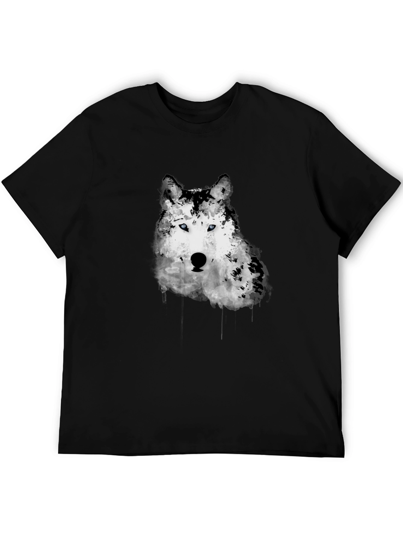 Black Wolf Graphic Print Men's Black T-Shirt view 5