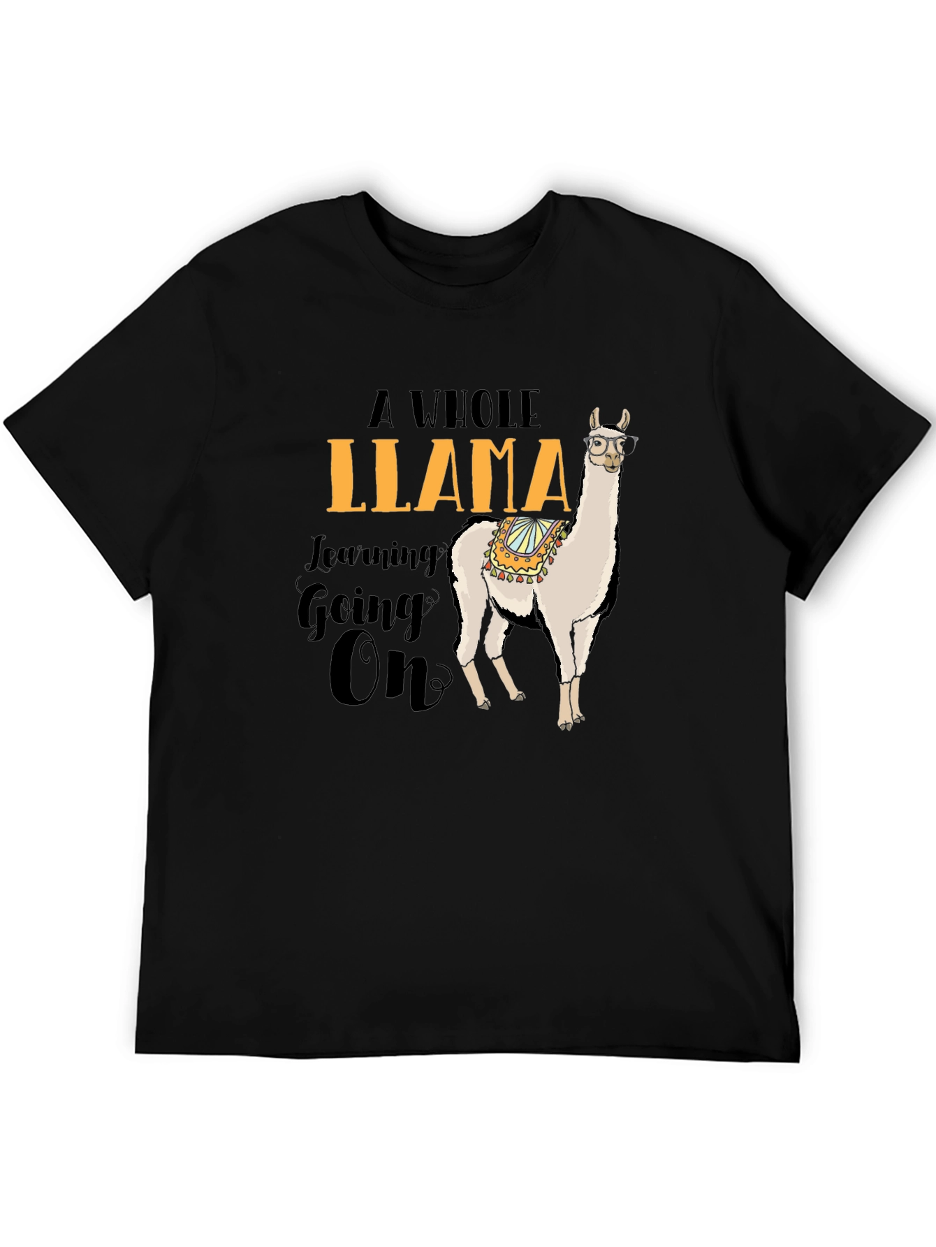 Black Funny Llama T-Shirt - A Whole Llama Learning Going On view 5