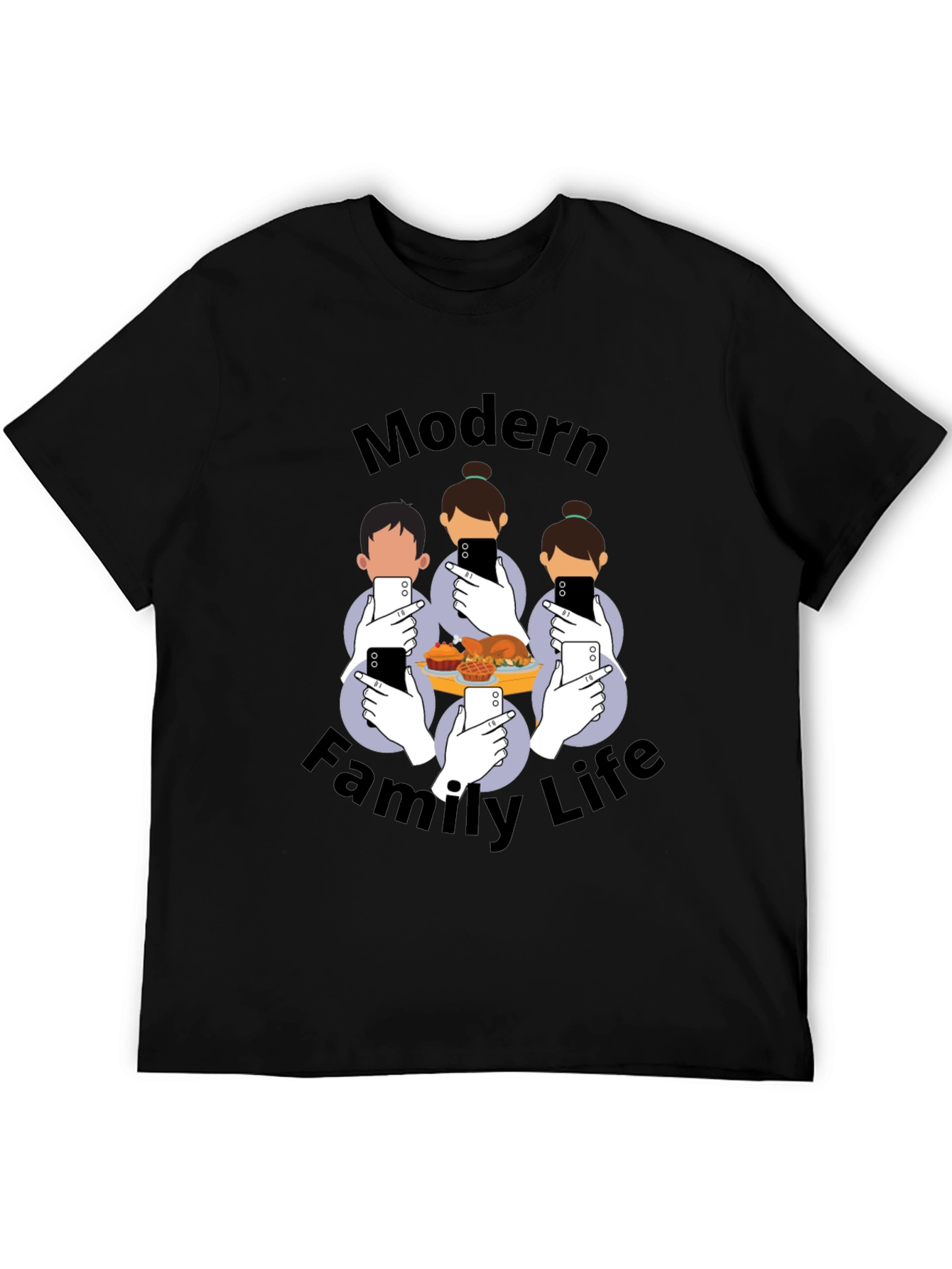 Black Modern Family Life T-Shirt - Social Media Thanksgiving Tee view 5