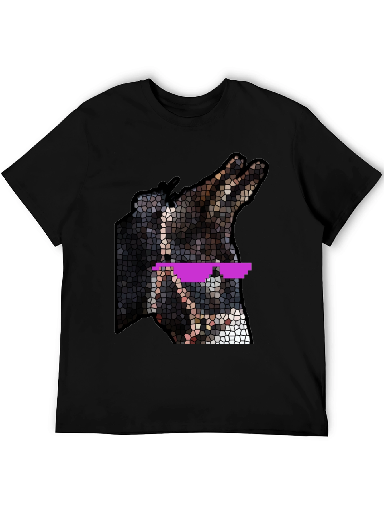 Black Cool Dog Mosaic T-Shirt view 5