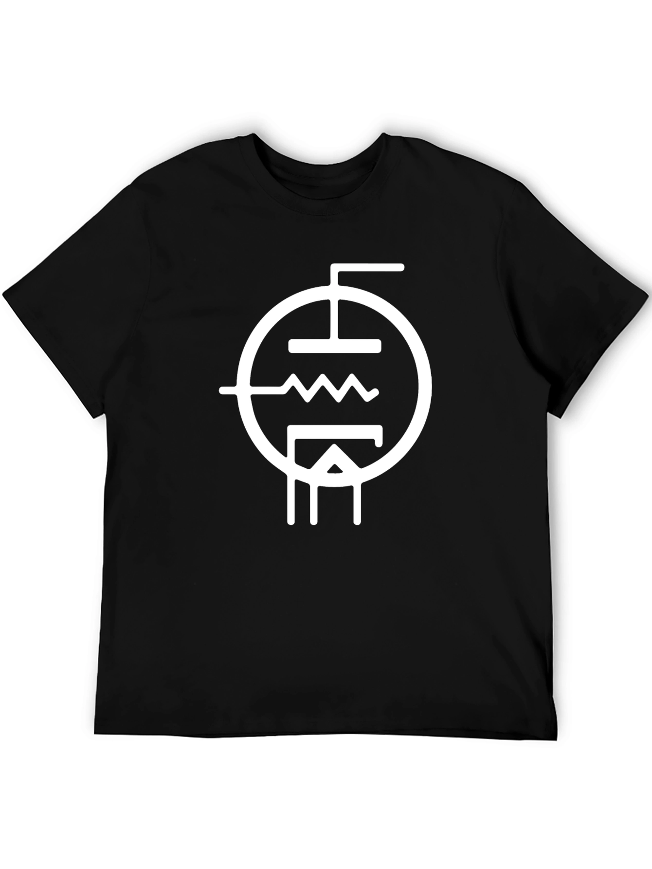 Black Vacuum Tube Symbol T-Shirt - Black Cotton Tee view 5