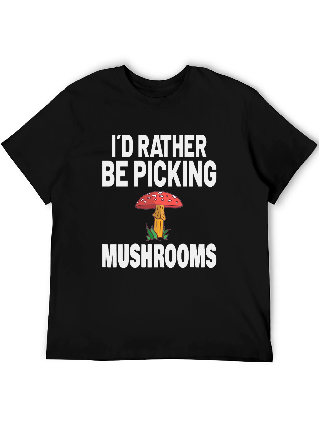 Black Mushroom Picker Graphic Tee - Novelty Shirt view 5
