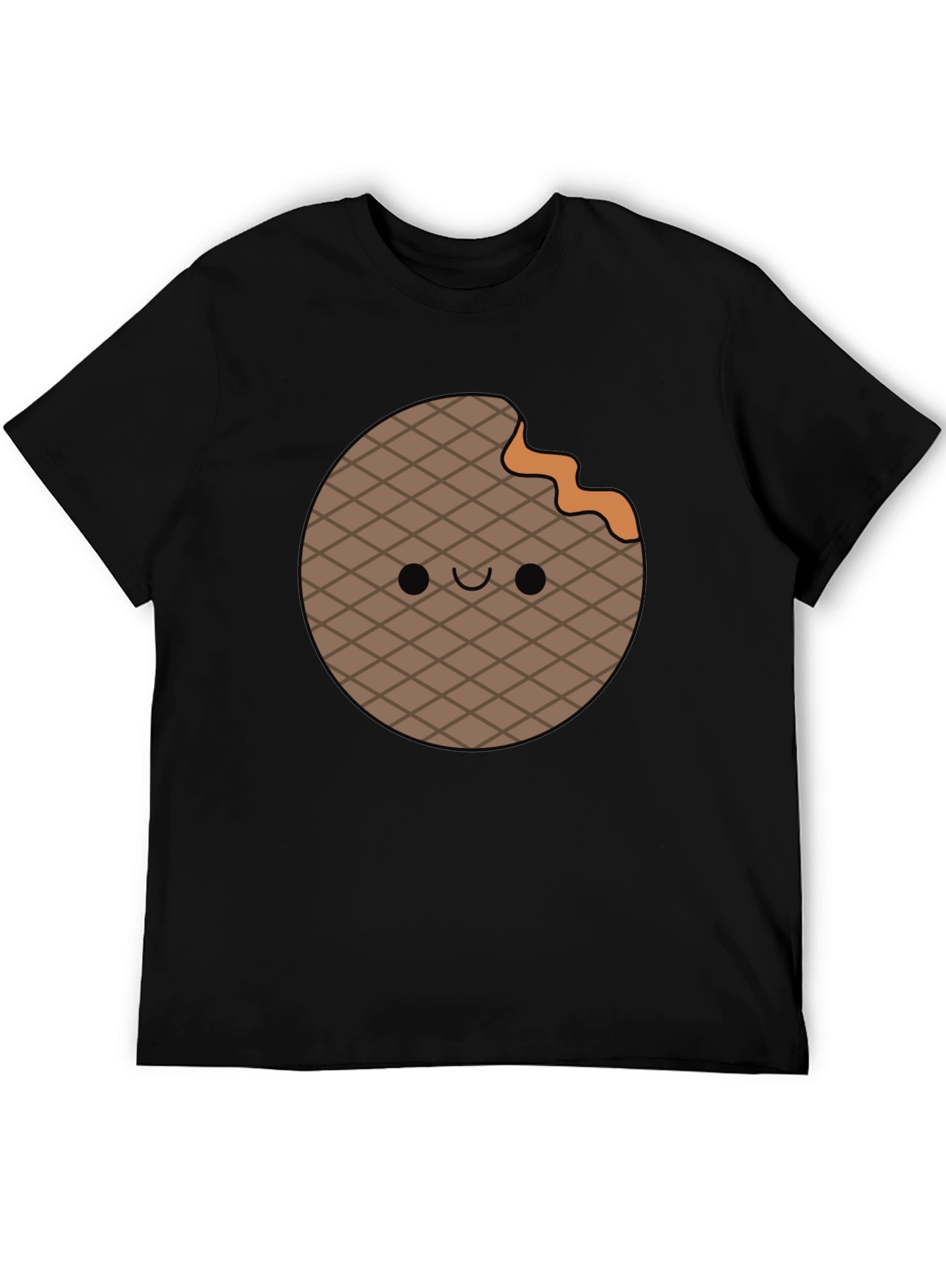 Black Cute Waffle Bite T-Shirt - Fun Foodie Apparel view 5