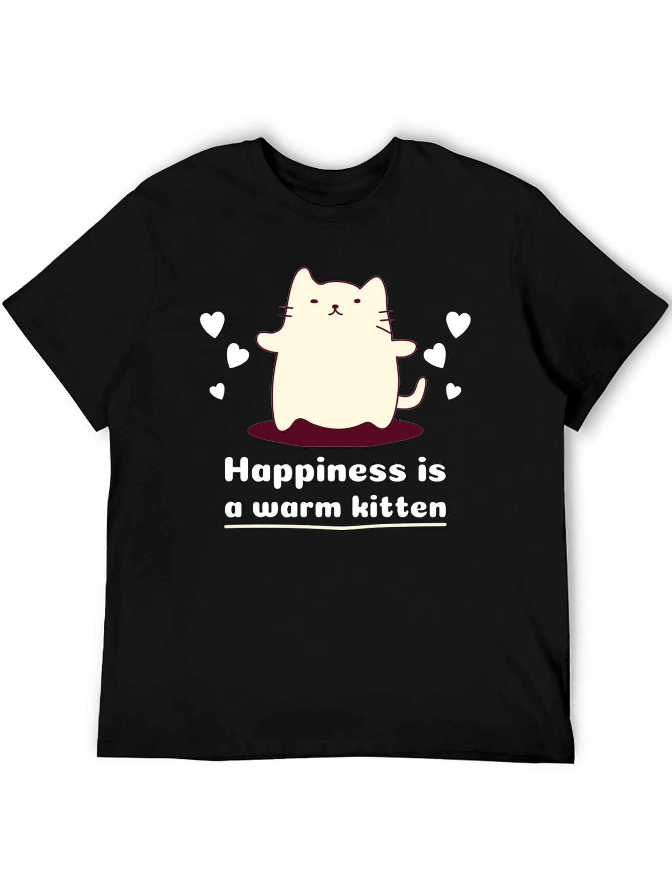 Black Cute Kitten Happiness Graphic Tee - Soft Comfort Fit view 5