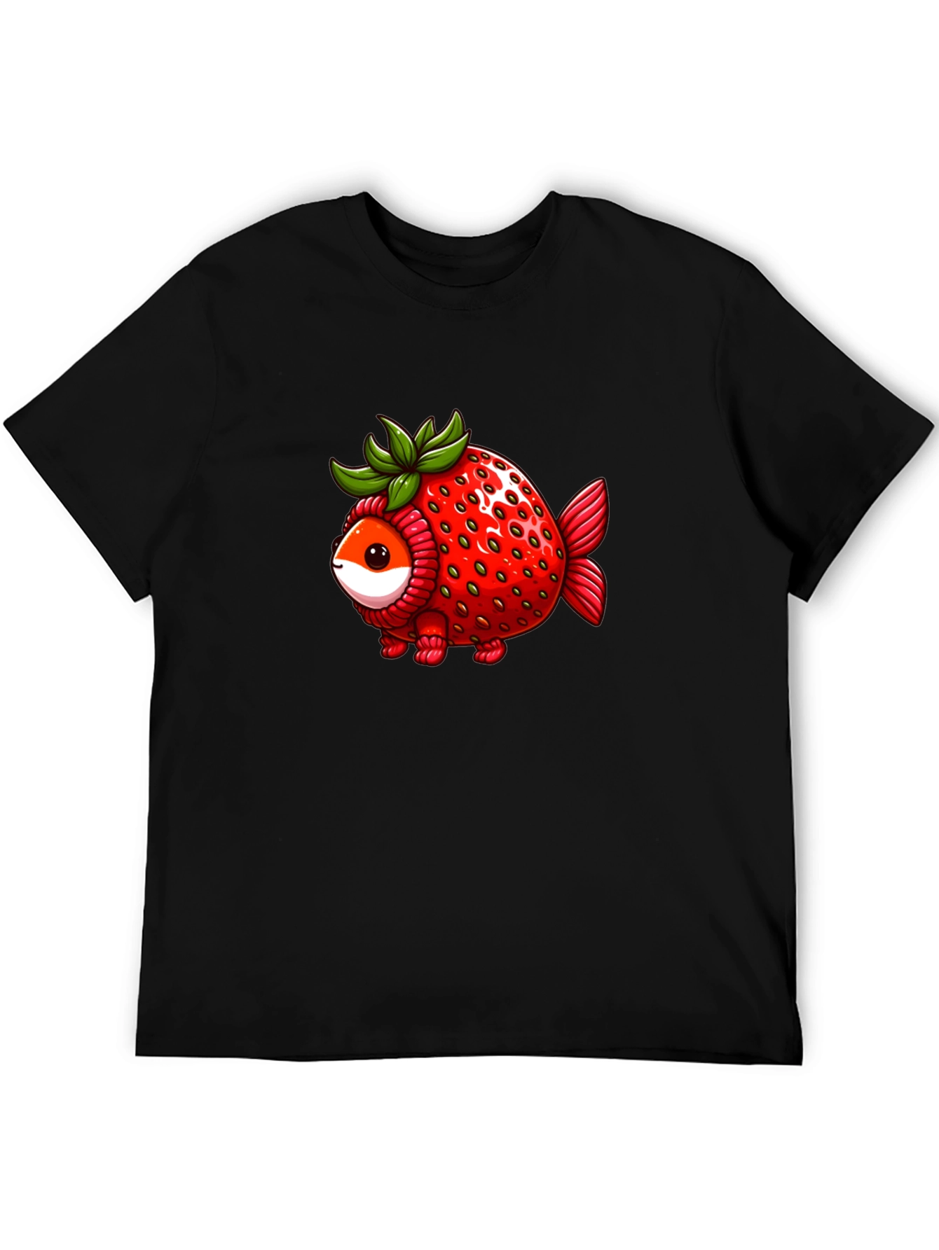 Black Strawberry Fish T-Shirt - Unique Graphic Tee view 5