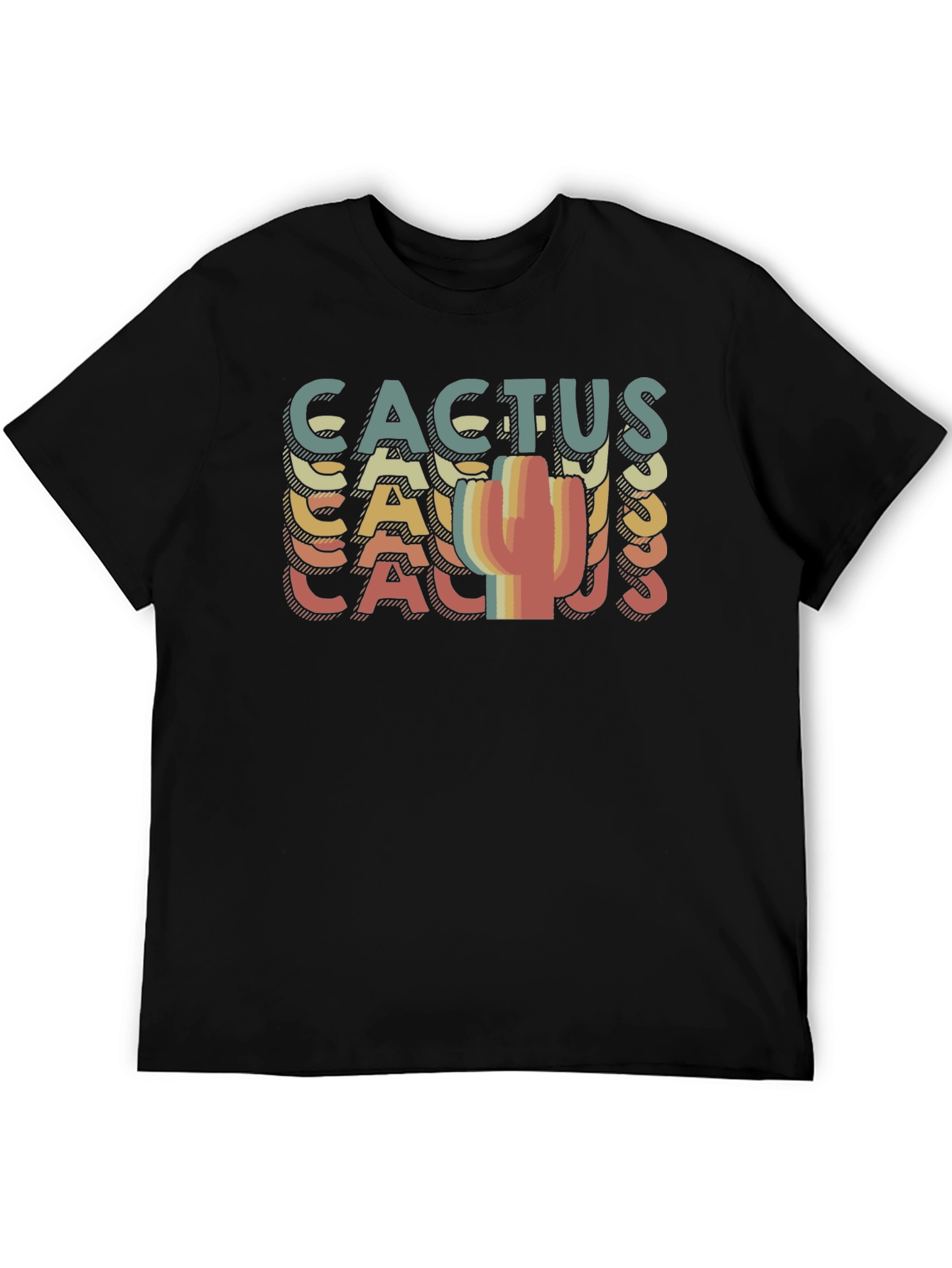 Black Retro Cactus Graphic T-Shirt view 5