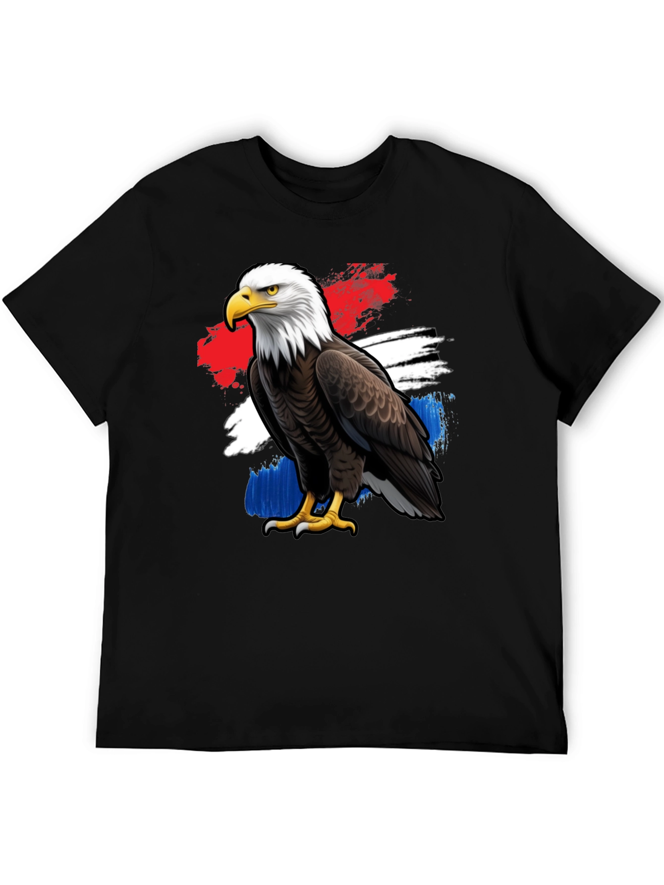 Black Patriotic Eagle Graphic Tee - Black Crew Neck T-Shirt view 5