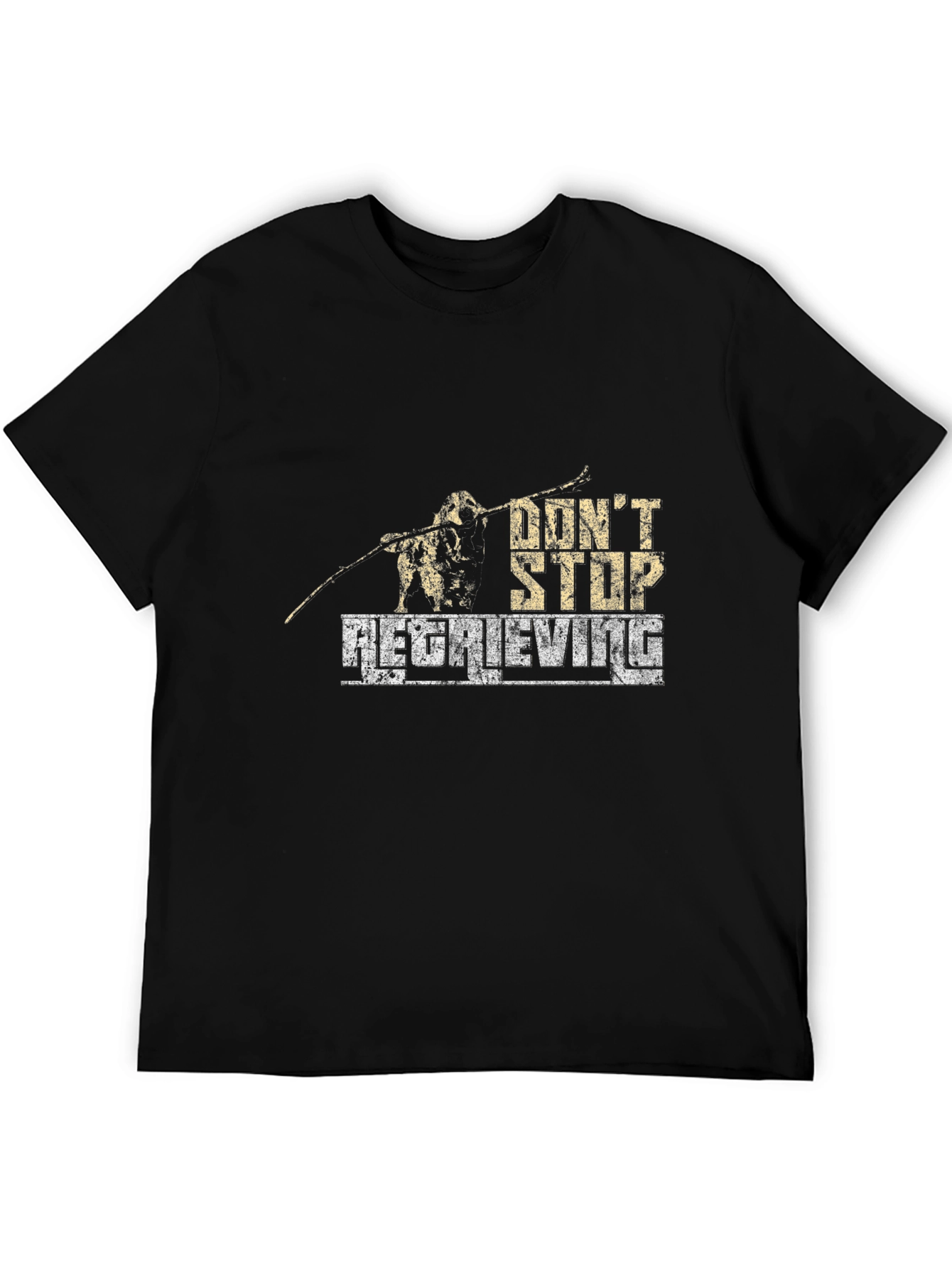 Black Don't Stop Retrieving Men's Black Graphic T-Shirt view 5