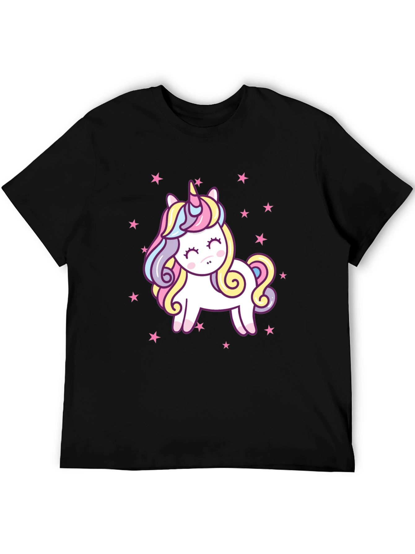 Black Unicorn Star Graphic Black T-Shirt view 5