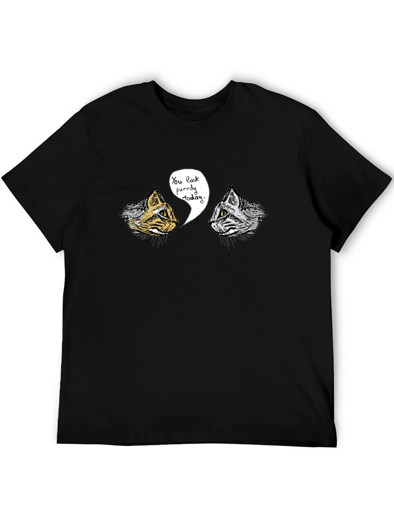 Black Purr-fectly Funny Cat Graphic T-Shirt view 5