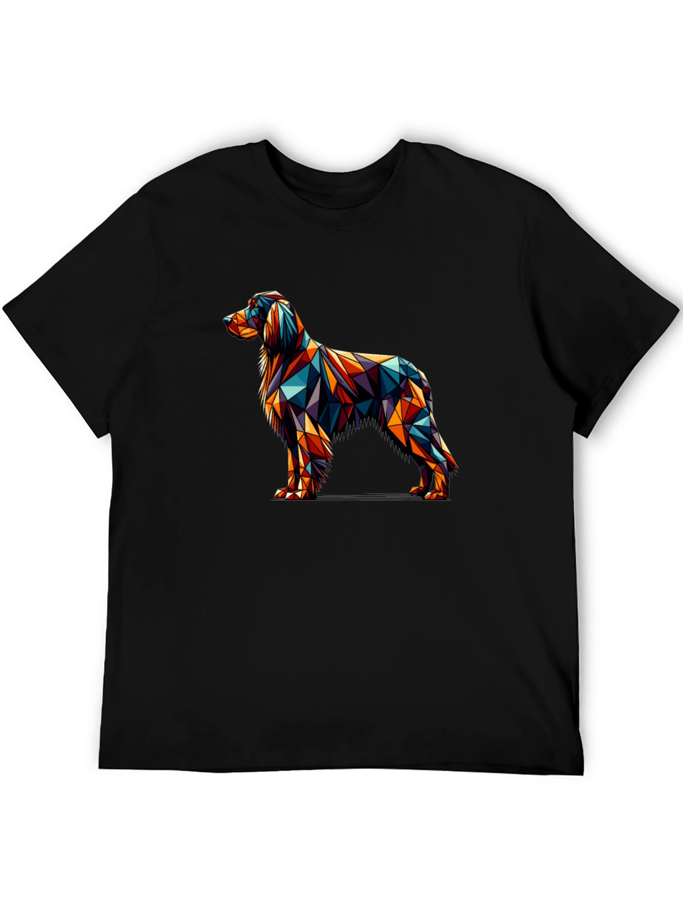 Black Geometric Dog Graphic Tee - Modern Art Shirt view 5